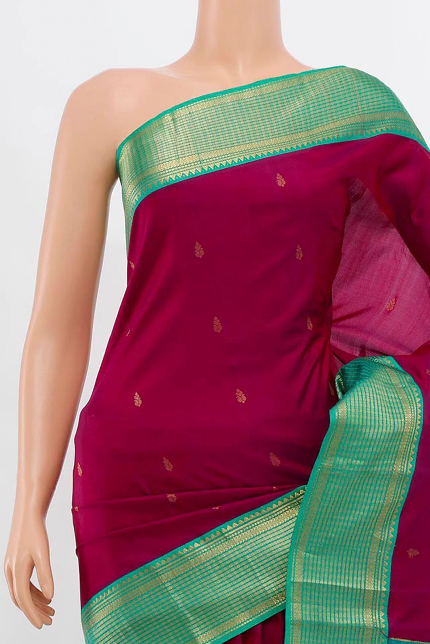 Magenta Kanchipuram Silk Saree - Image 2