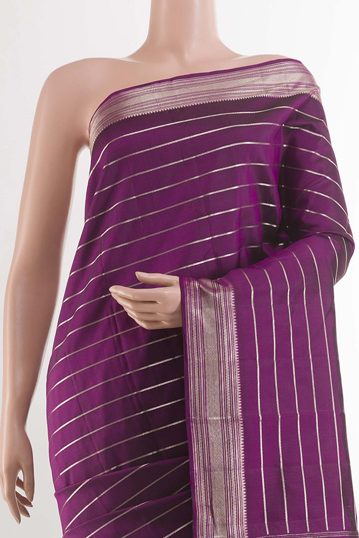 Purple Kanchipuram Silk Saree - Image 2