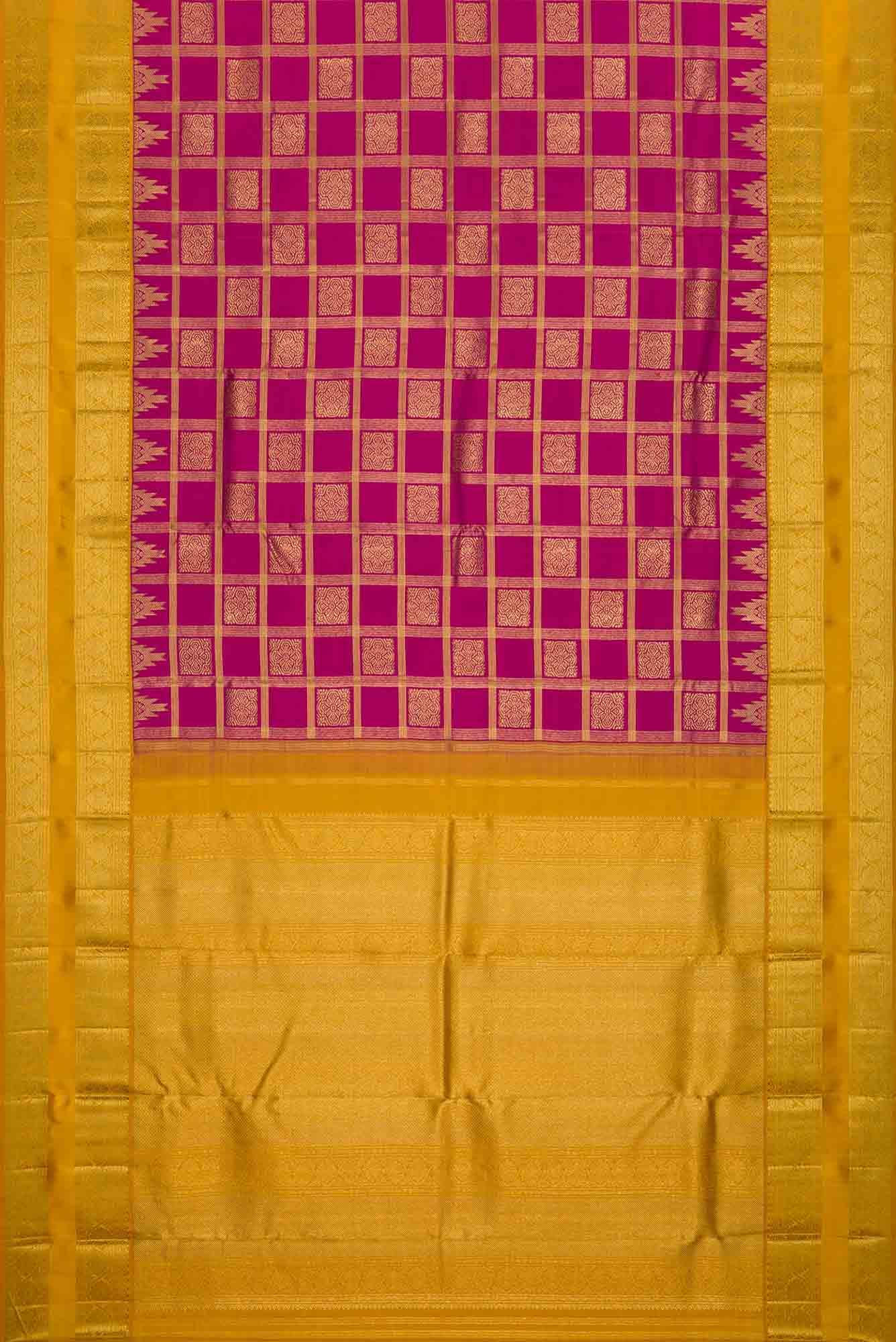 Pure Silk Pure Zari Purple Dual Tone Kanjivaram Saree - Image 4