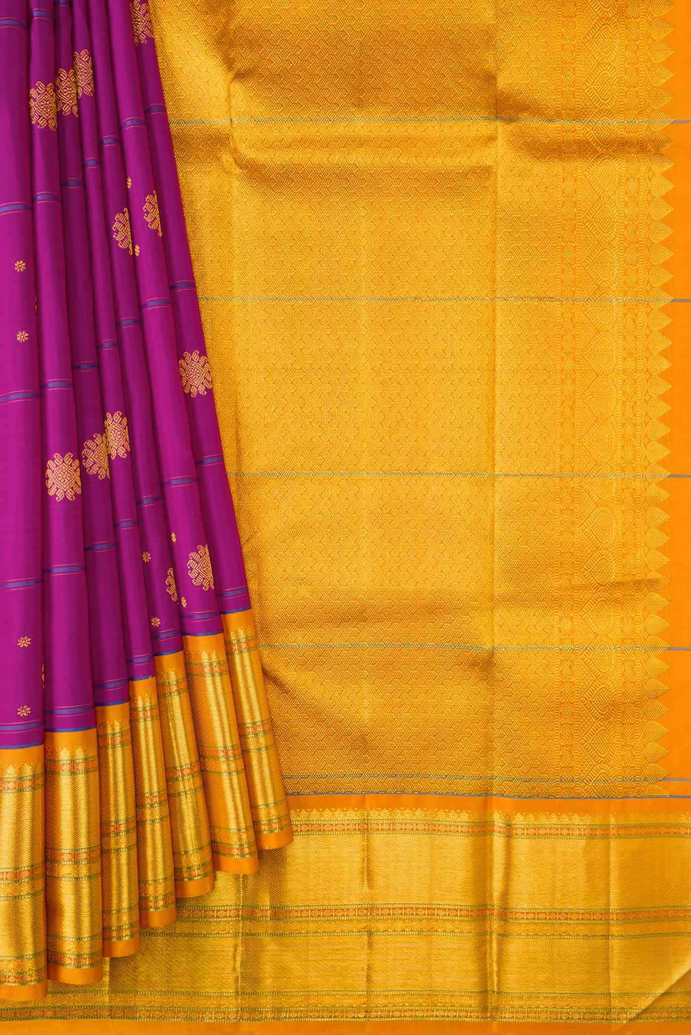 Pure Silk Pure Zari Purple Kanjivaram Saree - Image 2