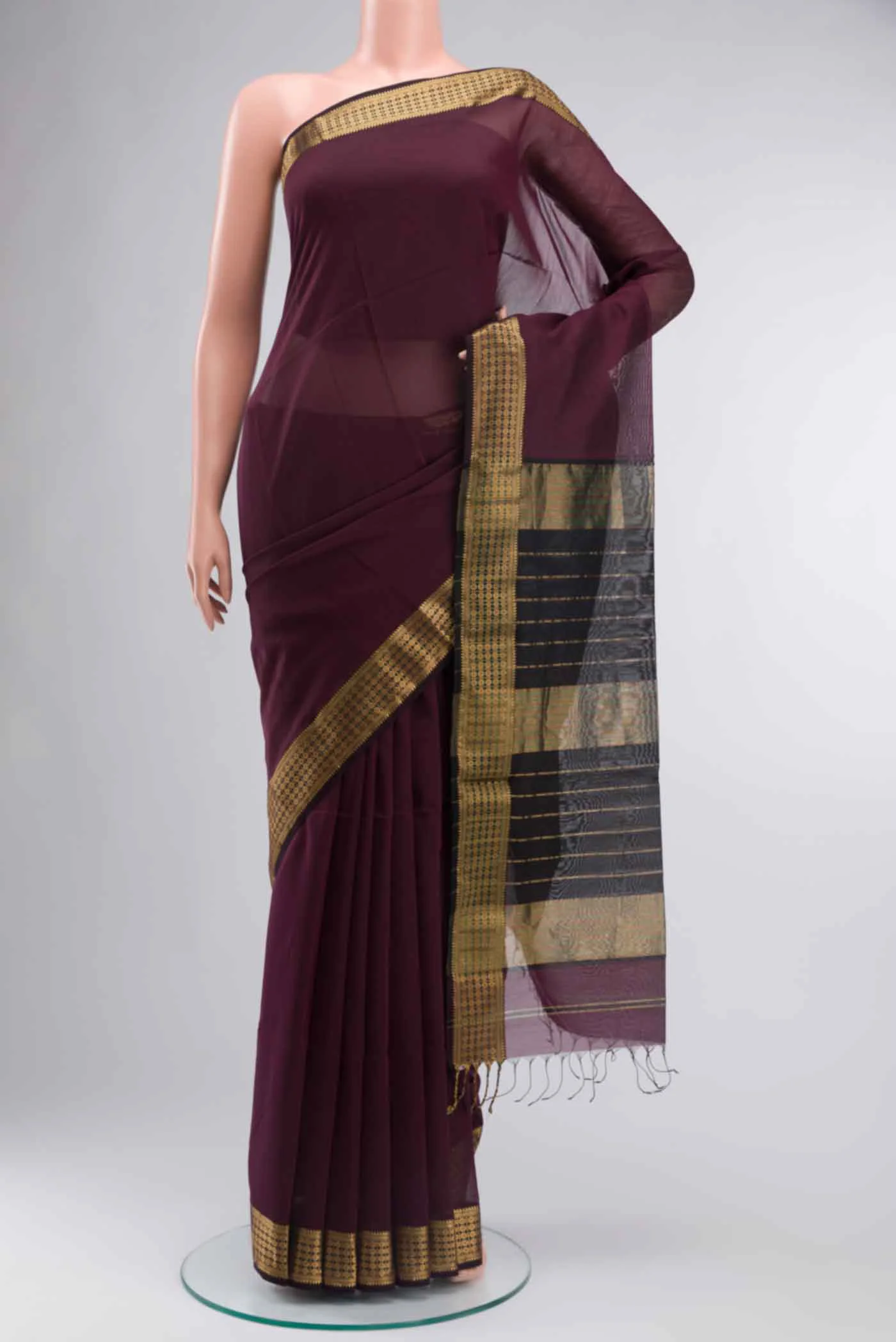 Purple Maheshwari Silk Cotton Saree
