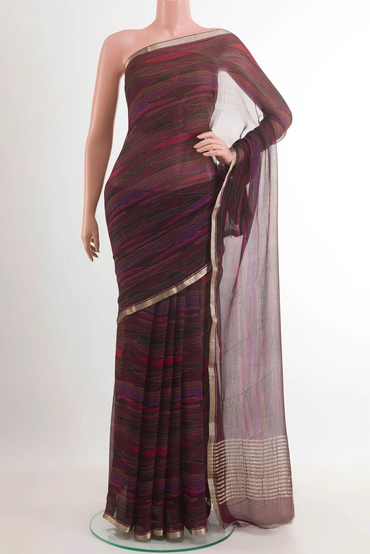 Purple Mysore Chiffon Saree