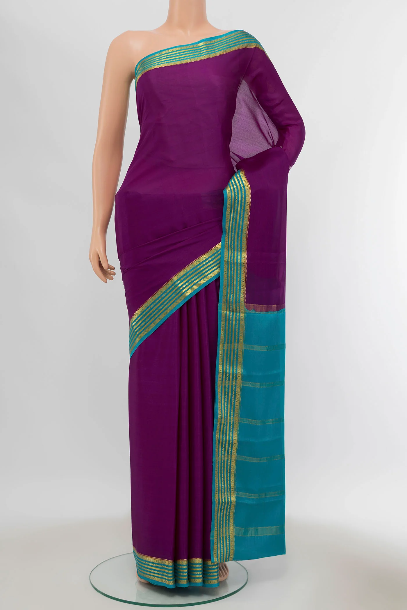 Purple Mysore Crepe Saree