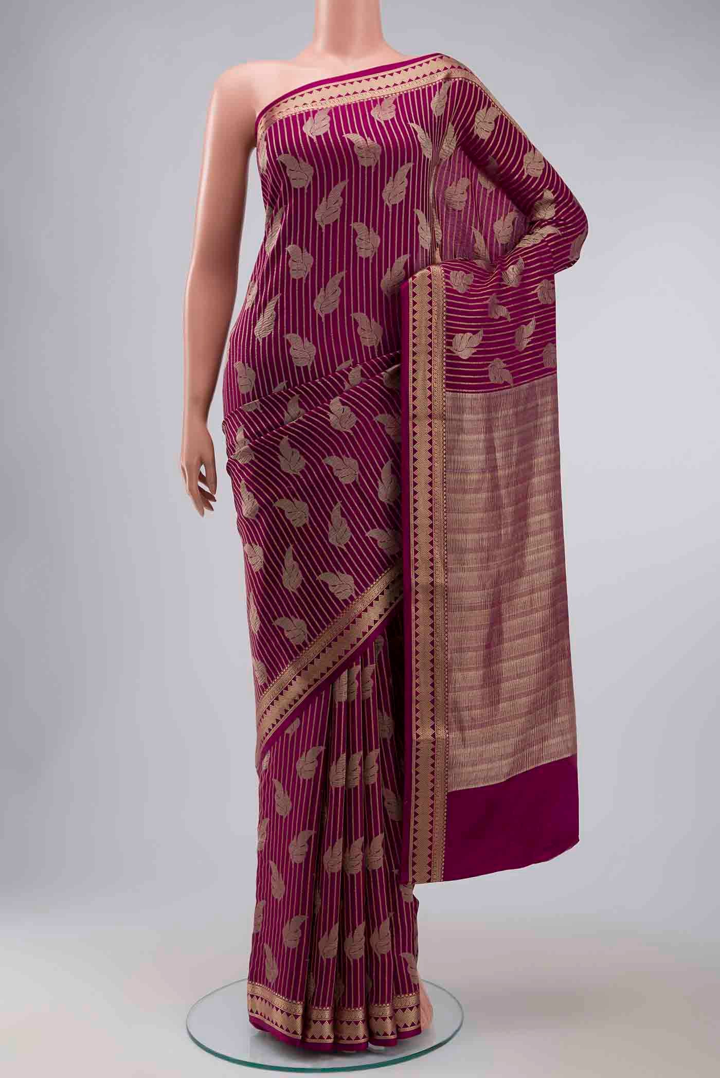 Purple Mysore Crepe Saree