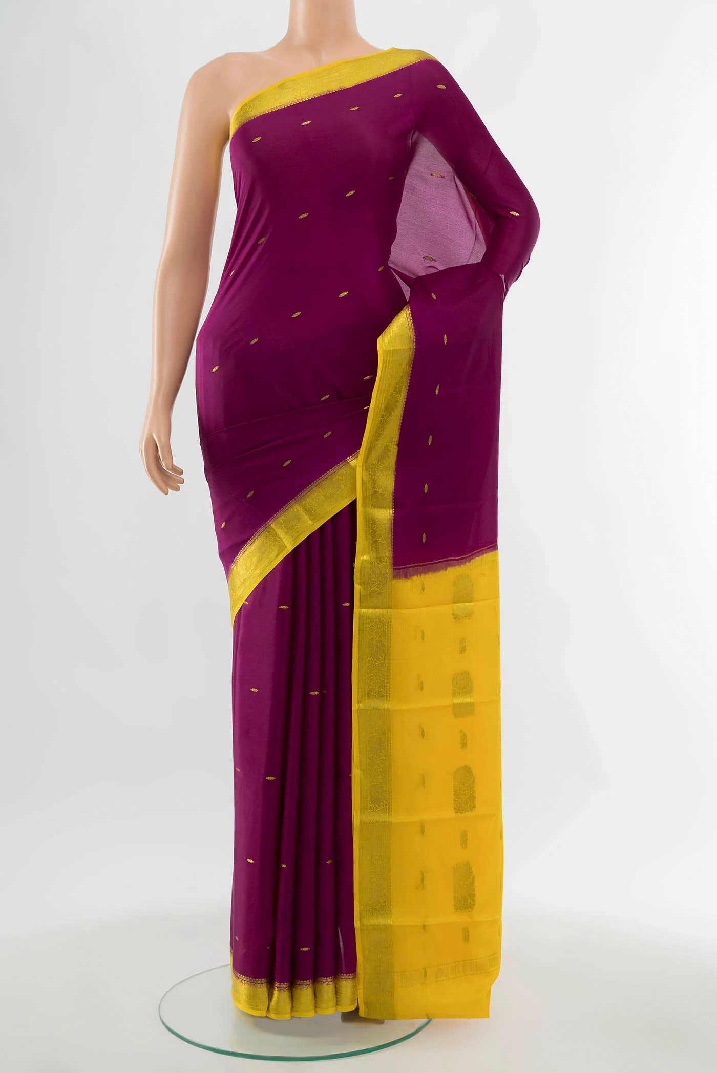 Purple Mysore Crepe Saree