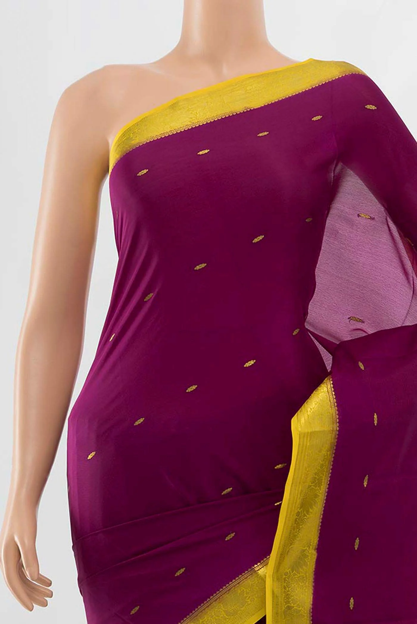Purple Mysore Crepe Saree - Image 2