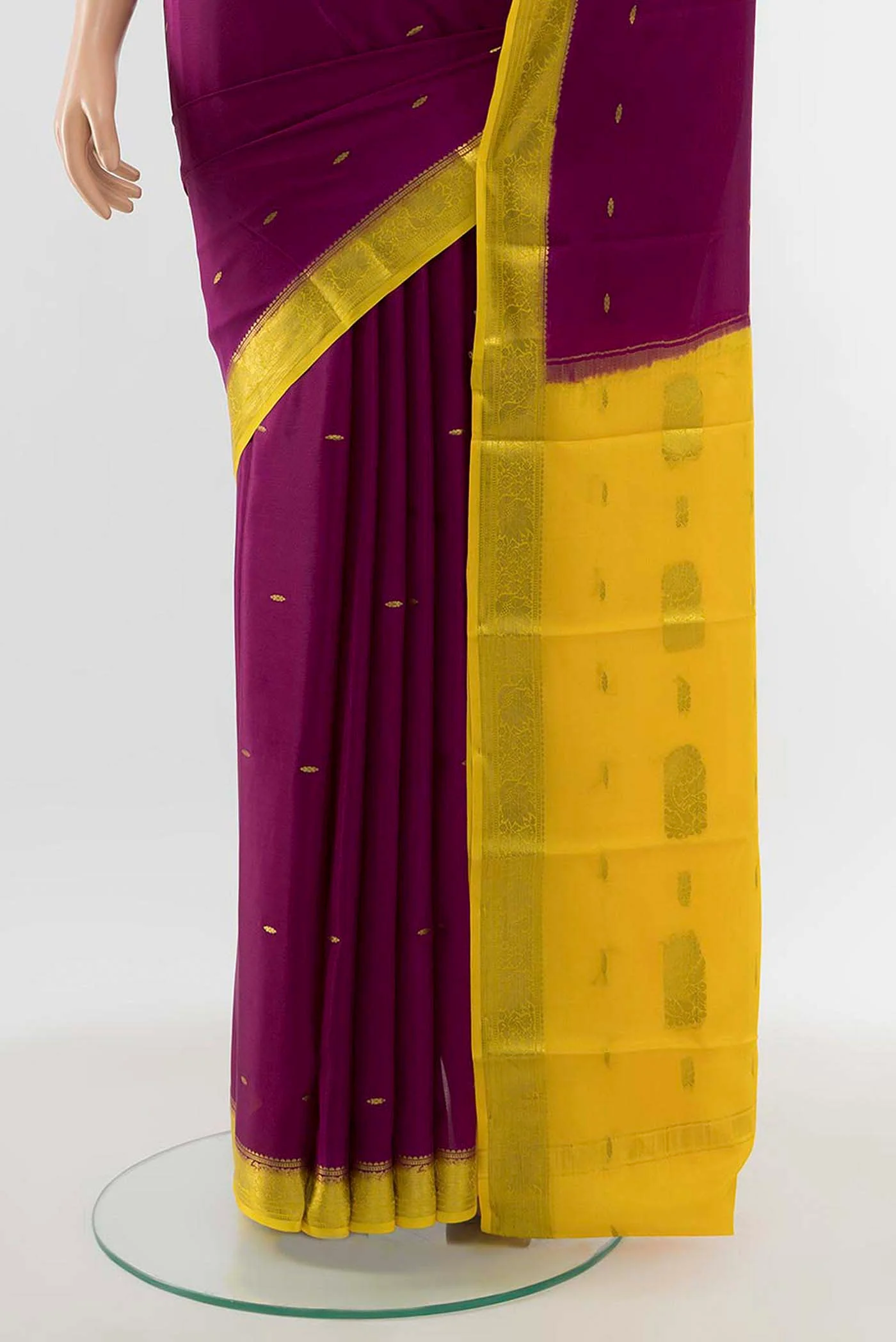 Purple Mysore Crepe Saree - Image 3