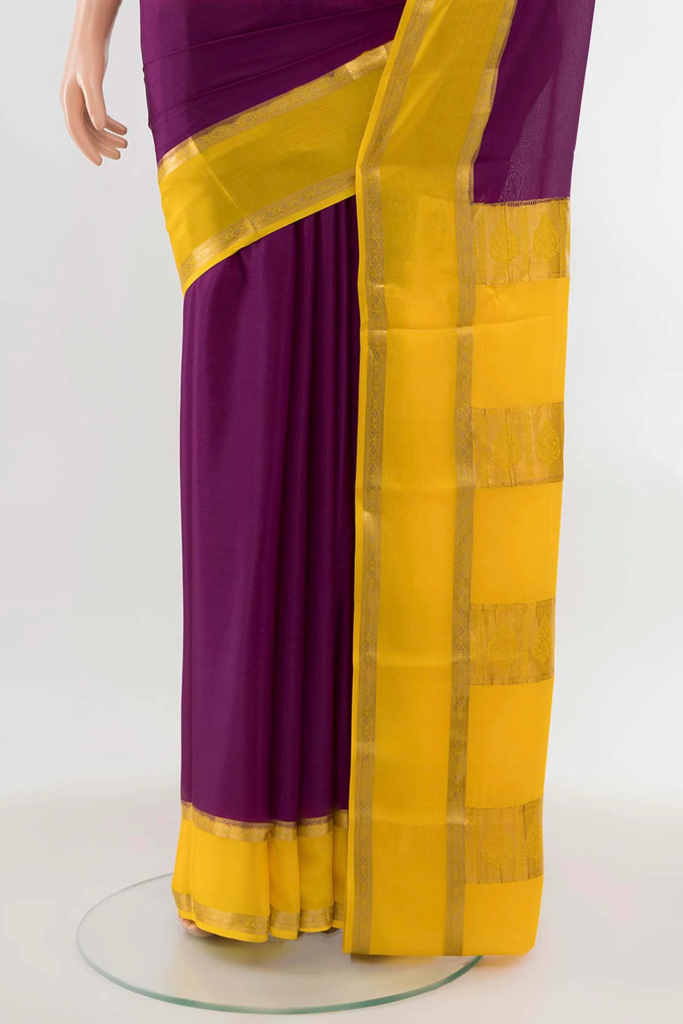Purple Mysore Crepe Saree - Image 3