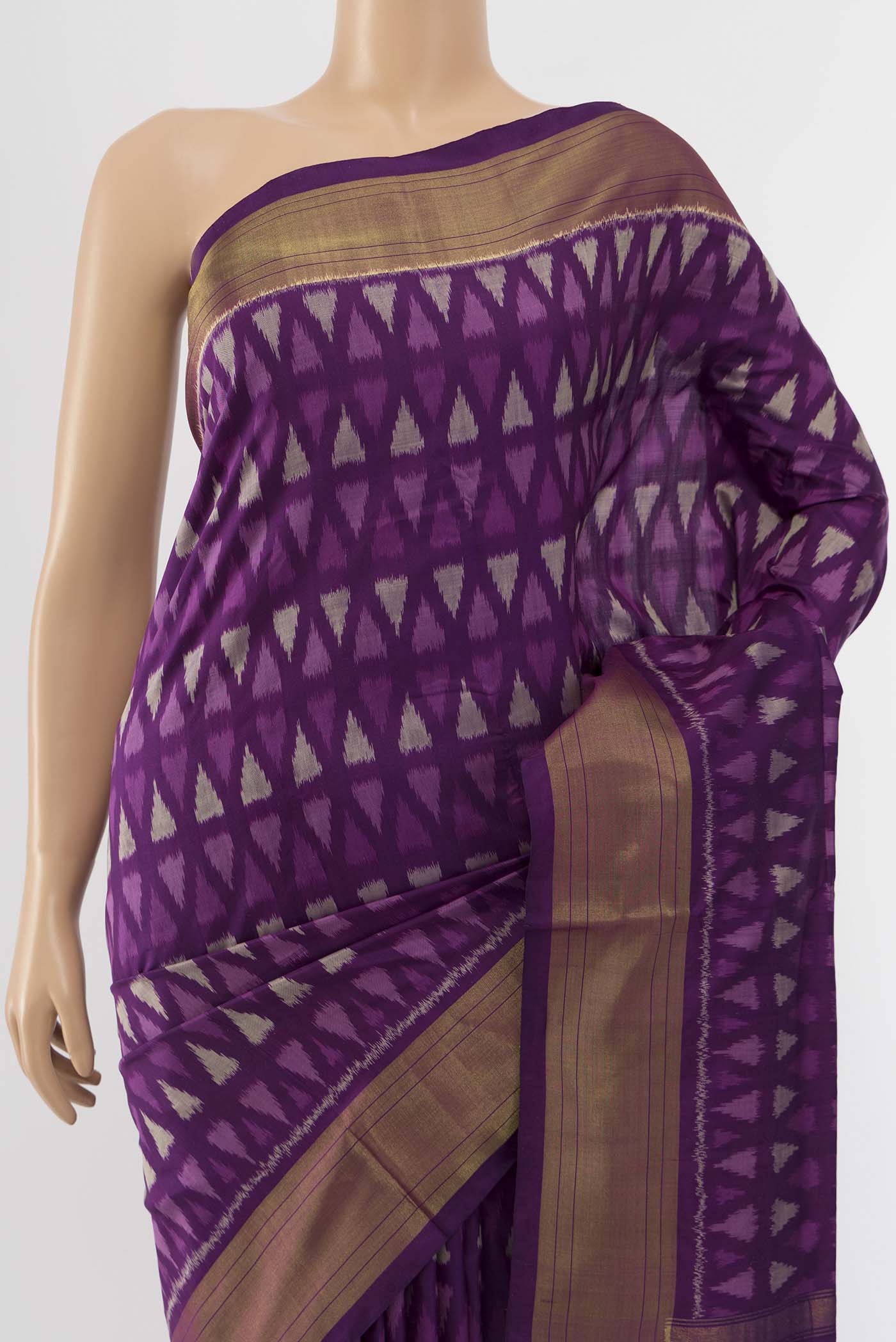 Violet Pochampally Silk Saree - Image 2