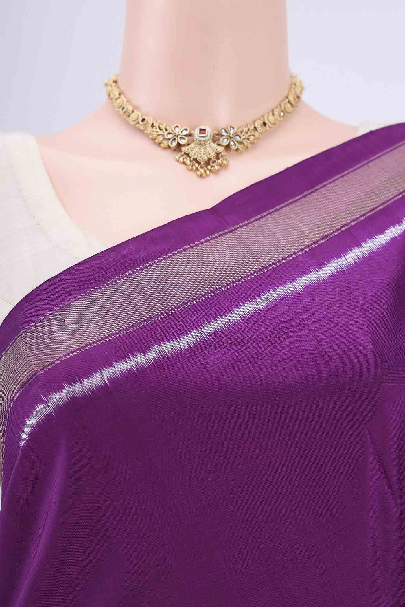 Purple Pochampally Silk Saree - Image 2