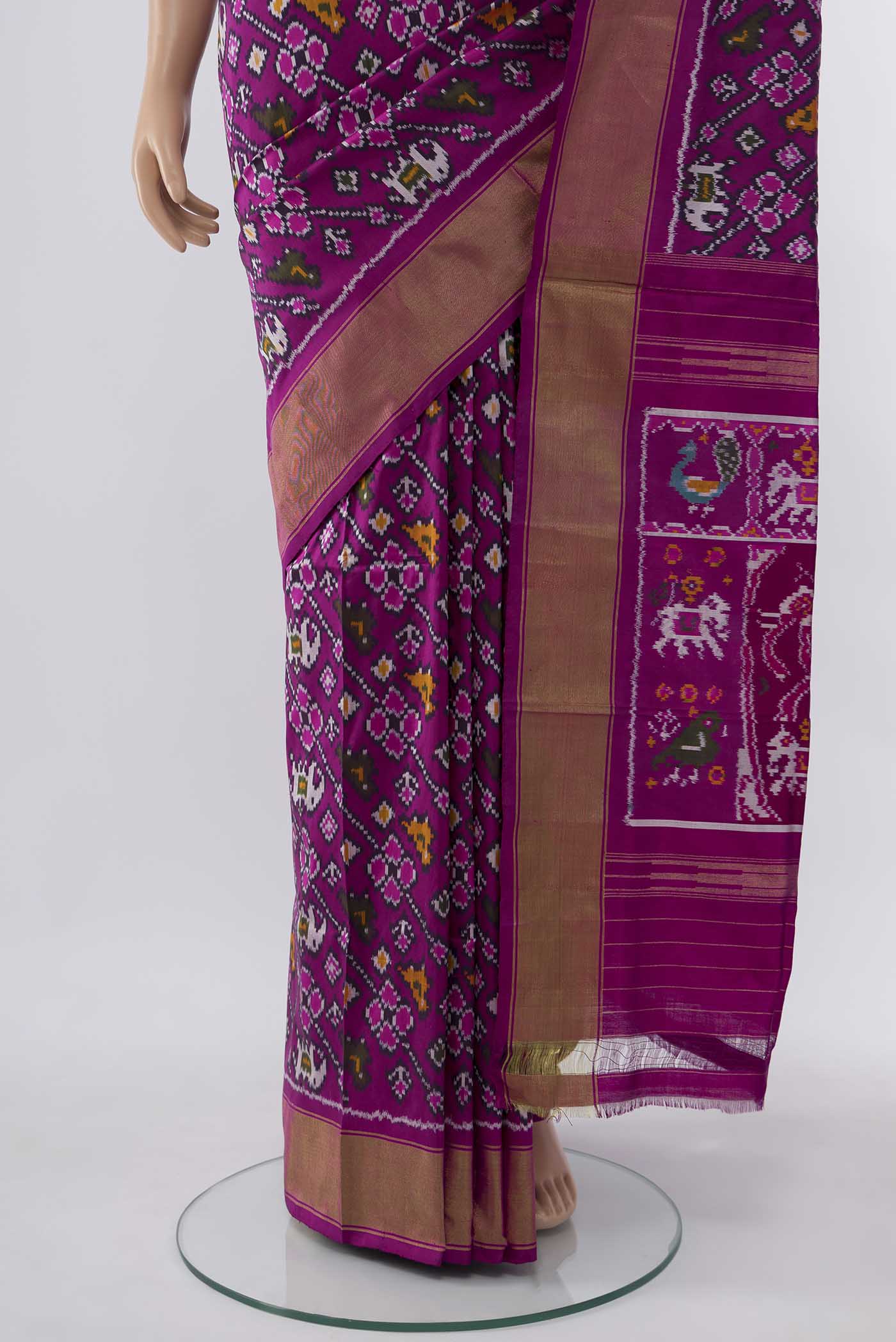 Purple Pochampally Silk Saree - Image 3