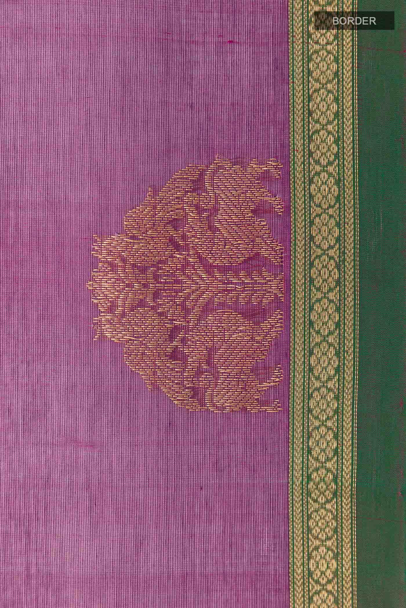 Purple Poly Cotton Saree - Image 4