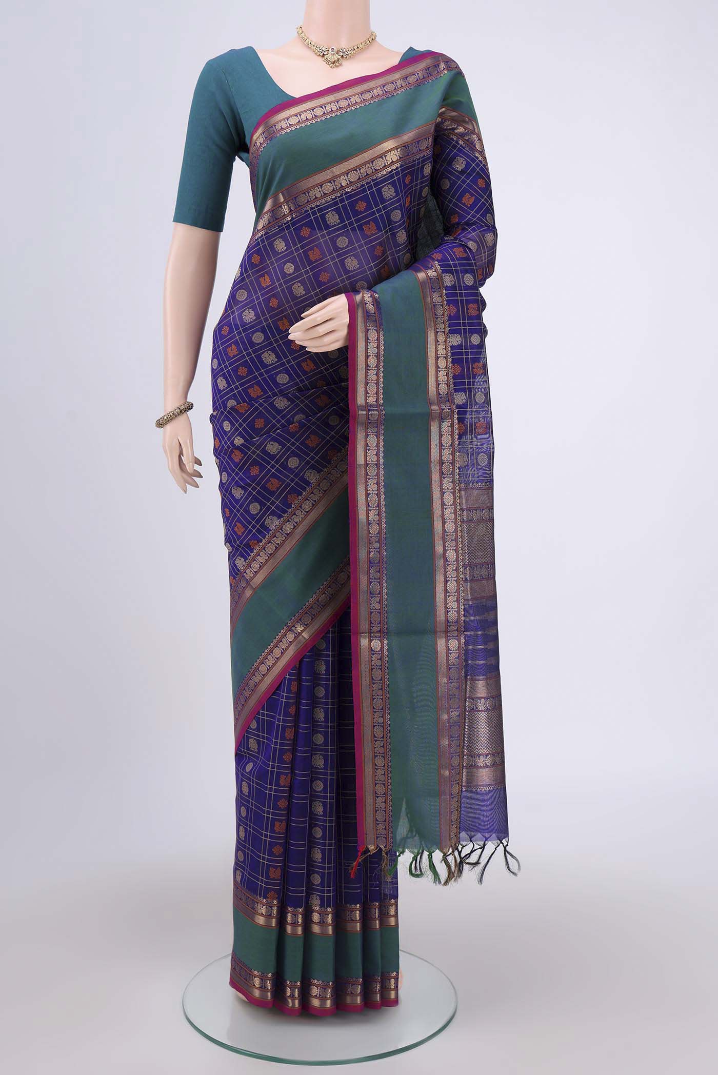 Dark Blue Silk Cotton Saree