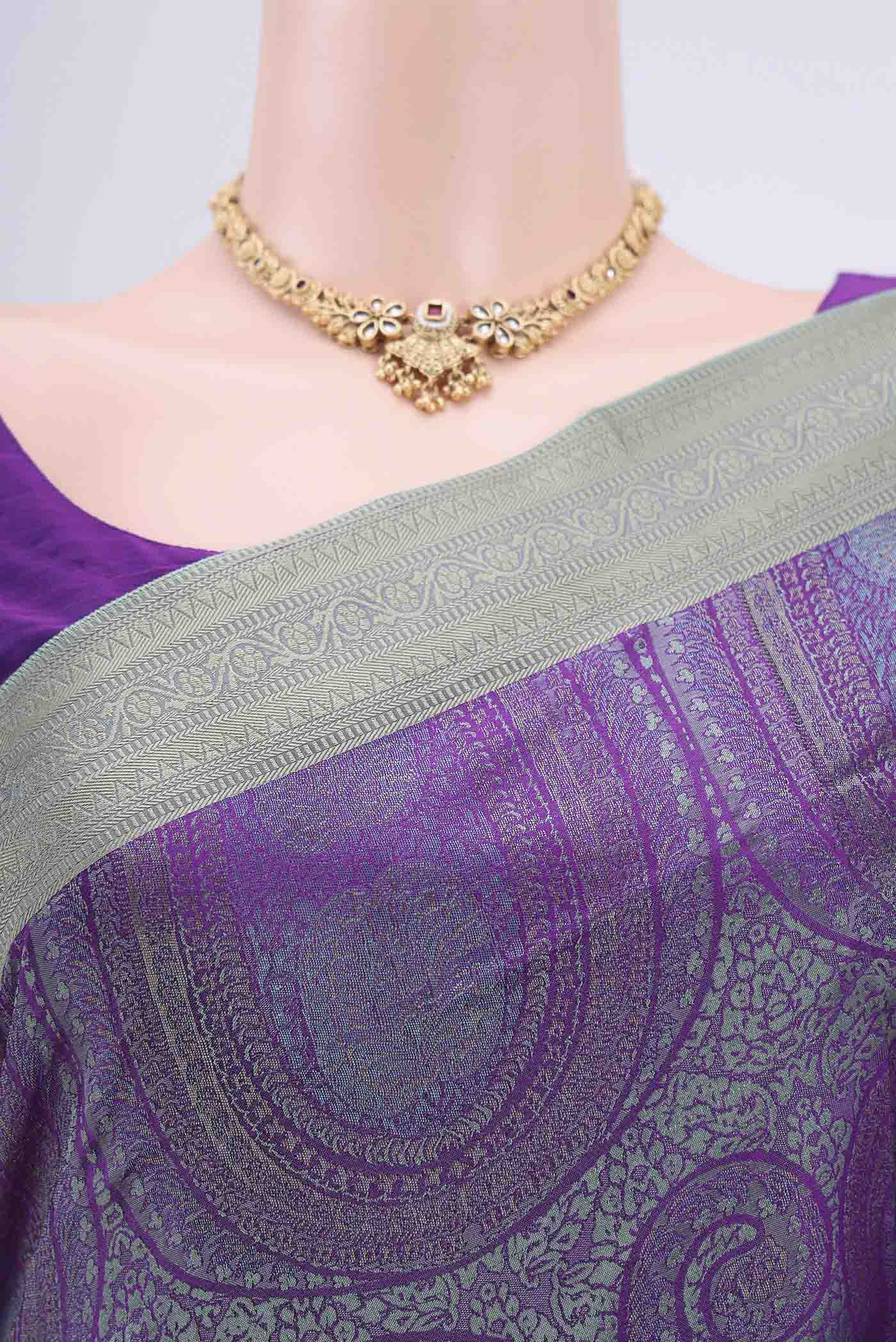 Purple Soft Silk Saree - Image 2