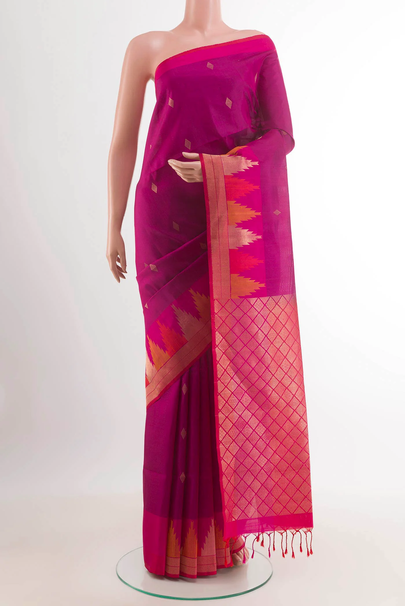 Magenta Soft Silk Saree - Image 2