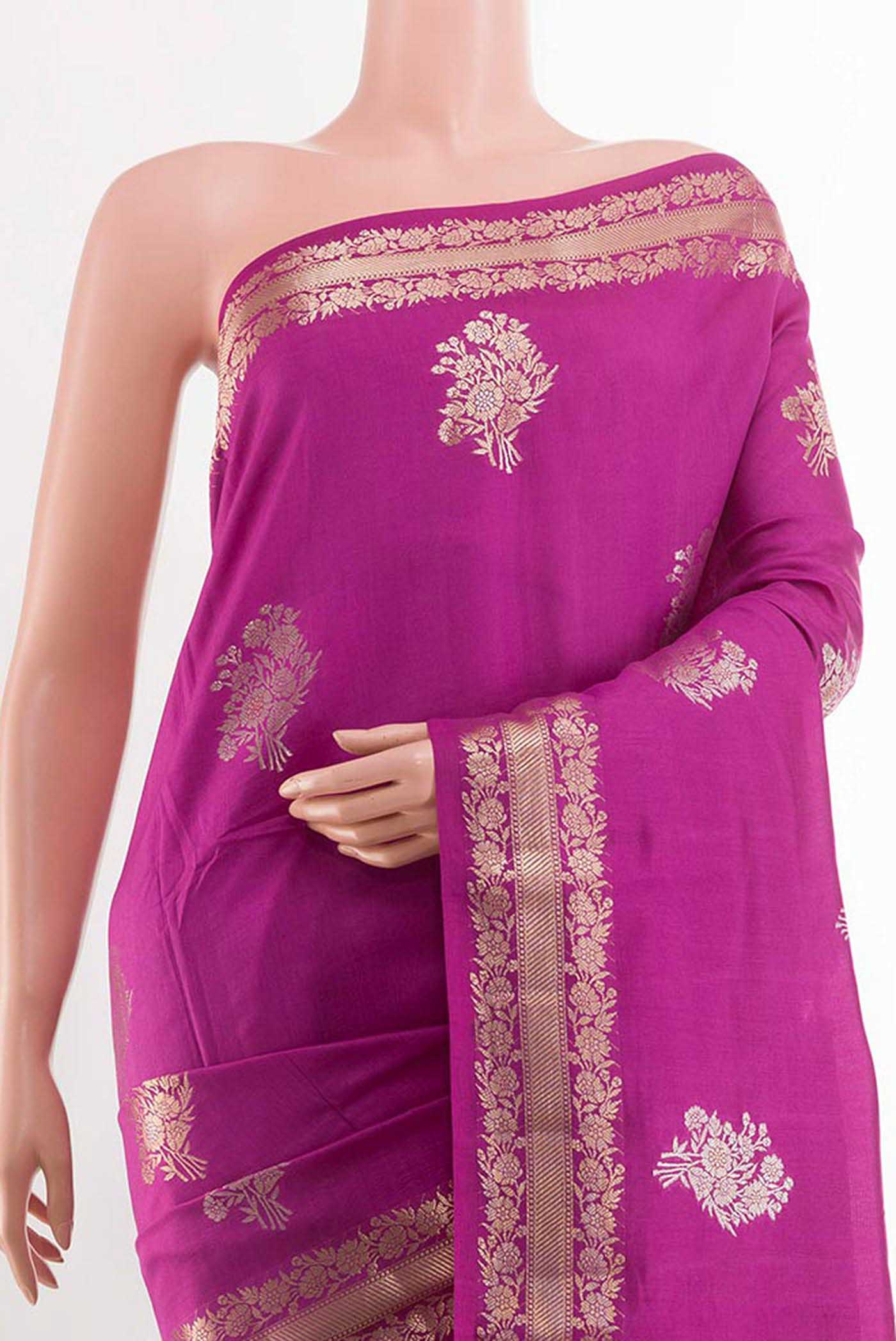 Purple Tussar Silk Saree - Image 2