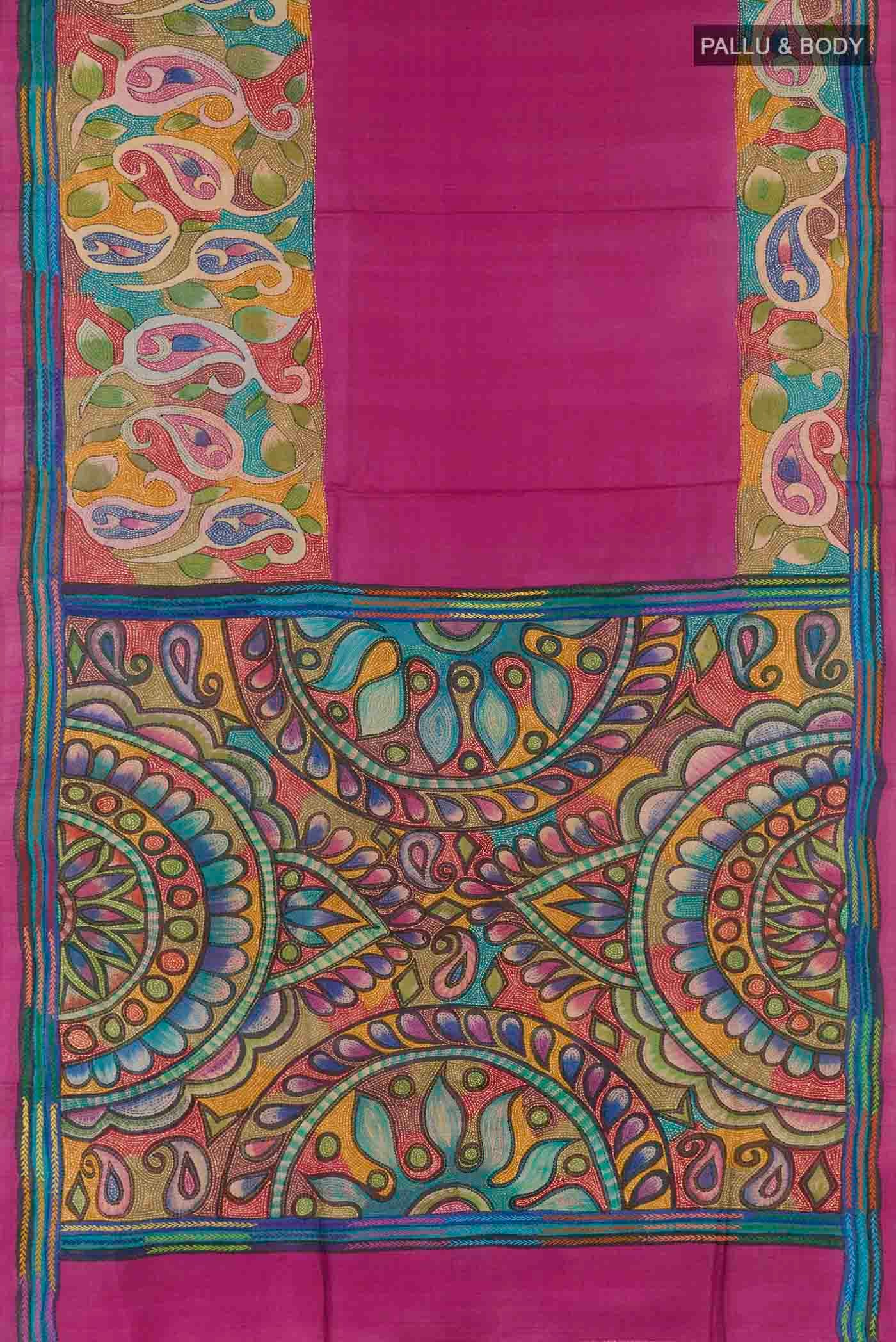 Purple Tussar Silk Saree - Image 3