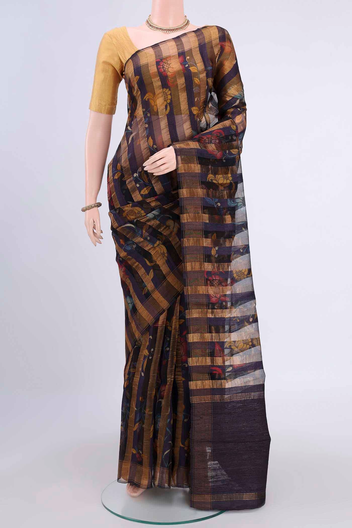 Purple Tussar Silk Saree