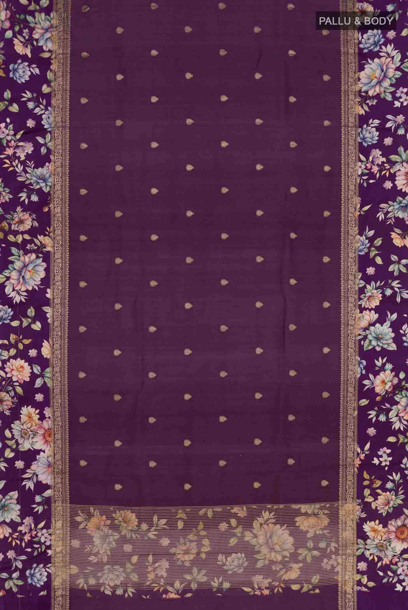 Purple Tussar Silk Saree - Image 5