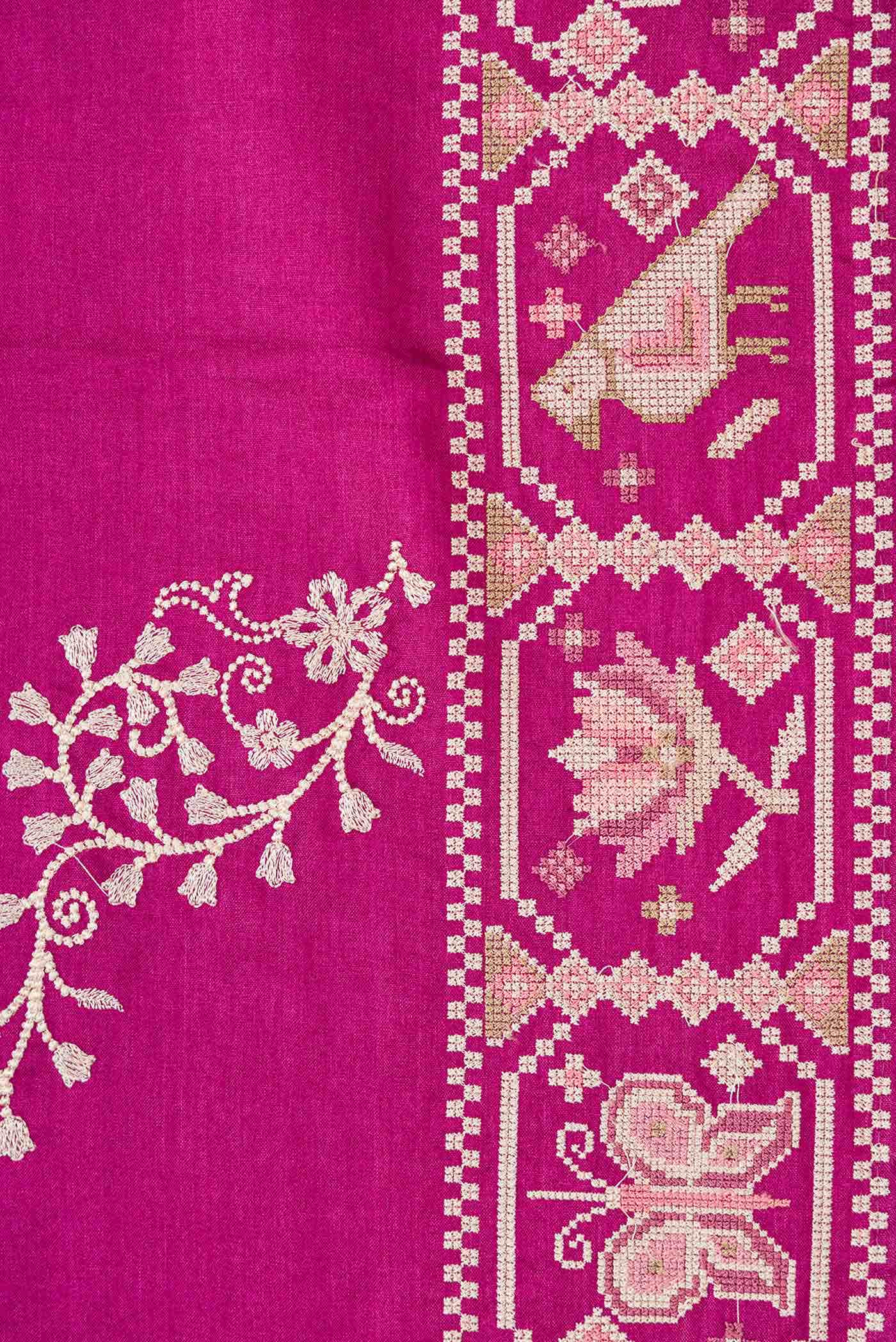 Purple Tussar Silk Saree - Image 5