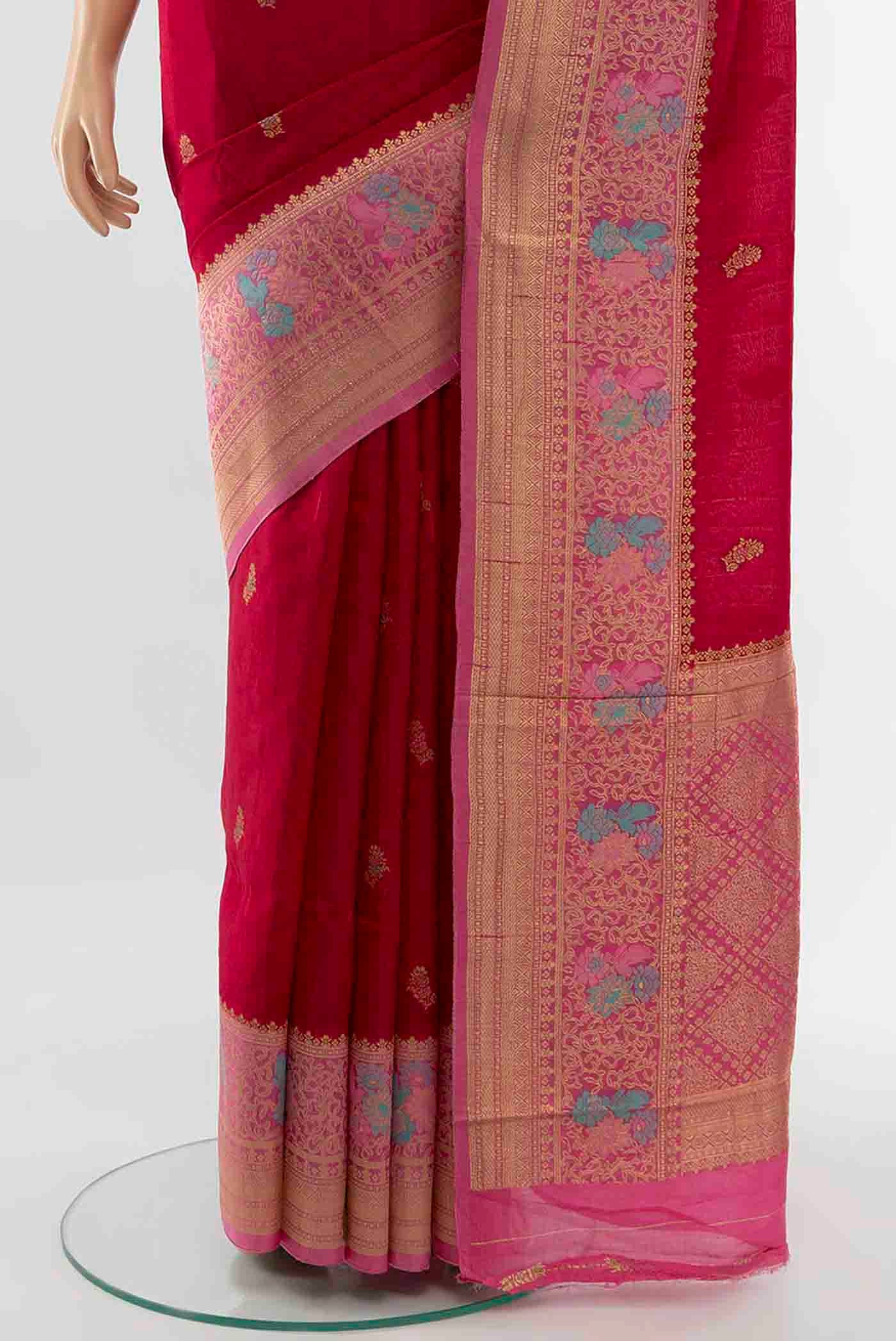 Rani Pink Art Silk Saree - Image 3