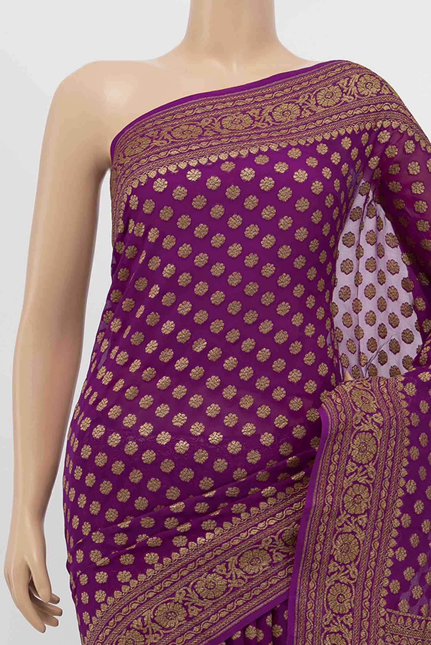 Rani Pink Banarasi Georgette Saree - Image 2