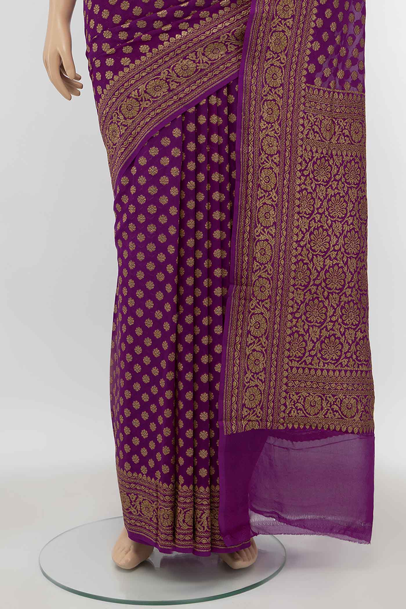 Rani Pink Banarasi Georgette Saree - Image 3