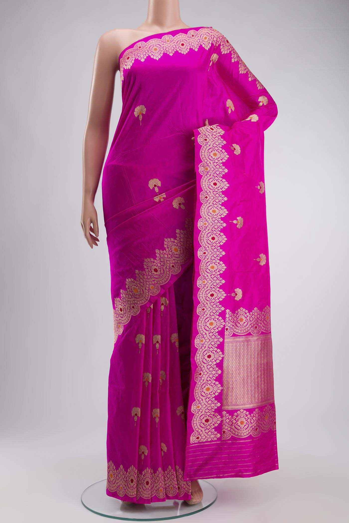 Rani Pink Banarasi Katan Silk Saree