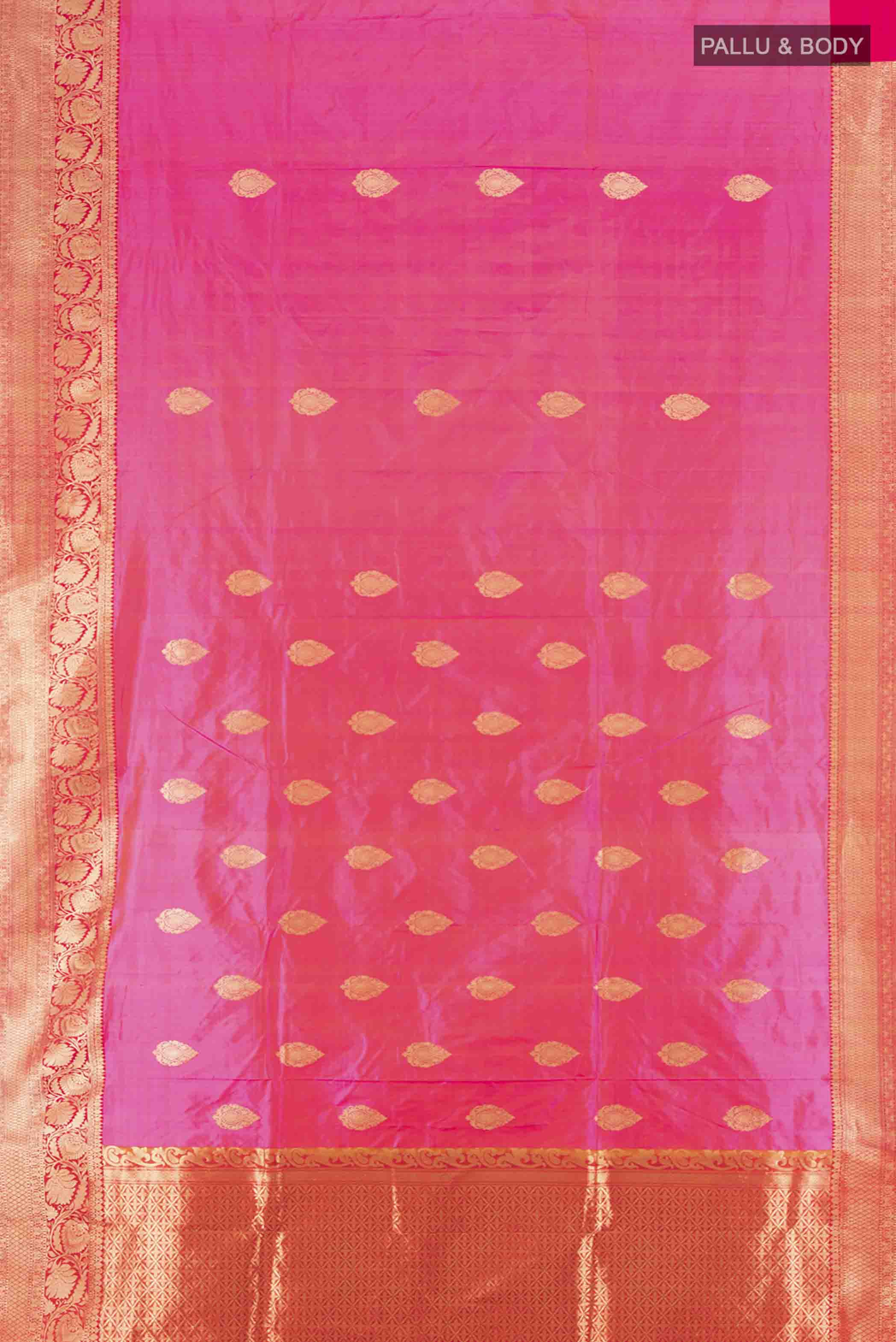 Rose pink Banarasi Katan Silk Saree - Image 5