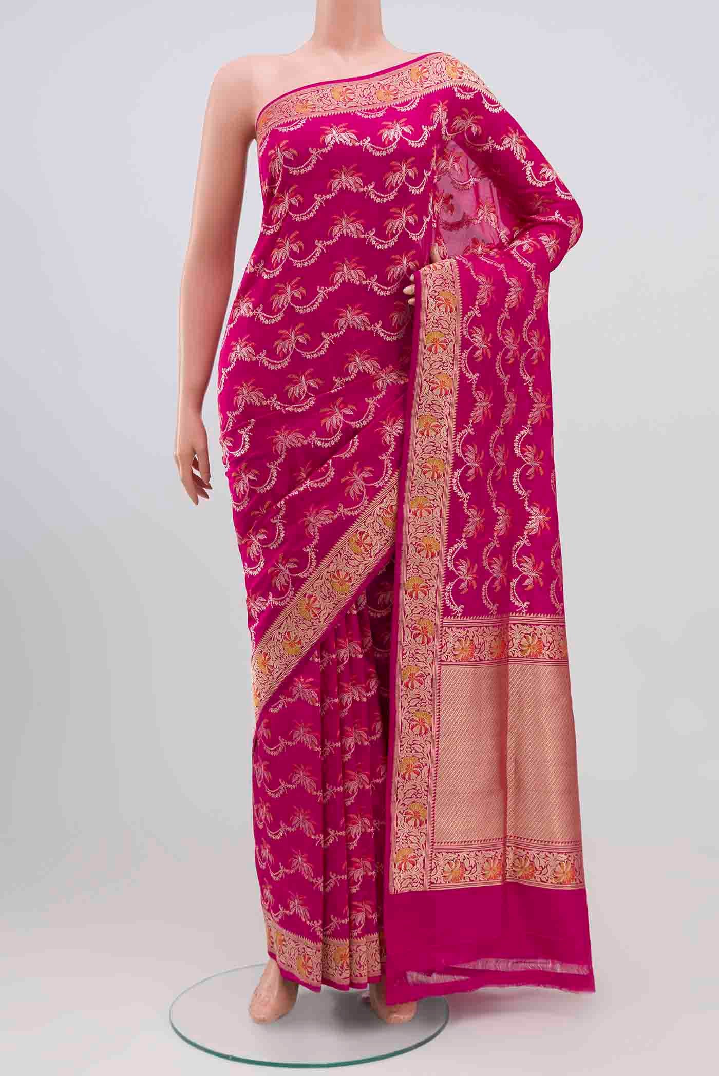 Rani Pink Banarasi Silk Saree