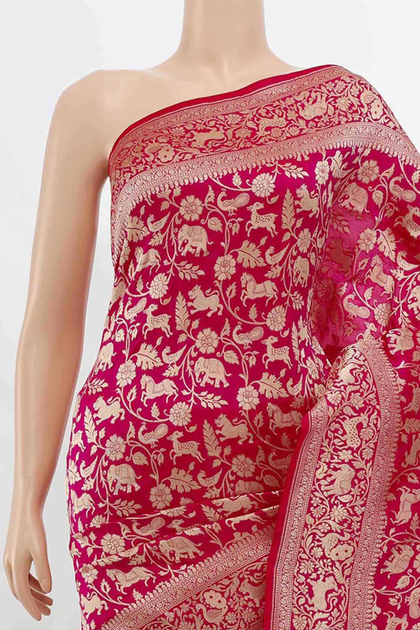 Pink Banarasi Silk Saree - Image 2