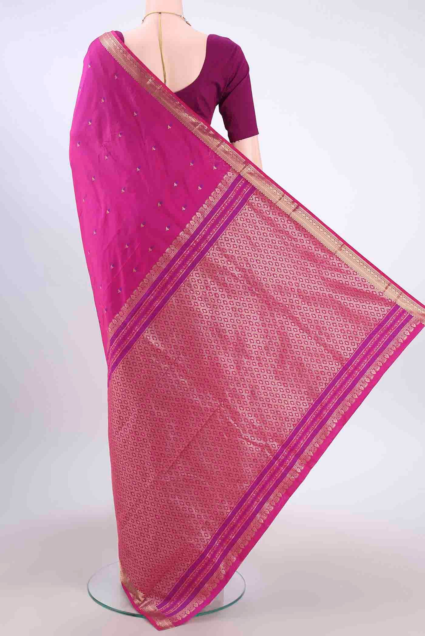 Rani Pink Blended Bangalore Silk Saree - Image 3