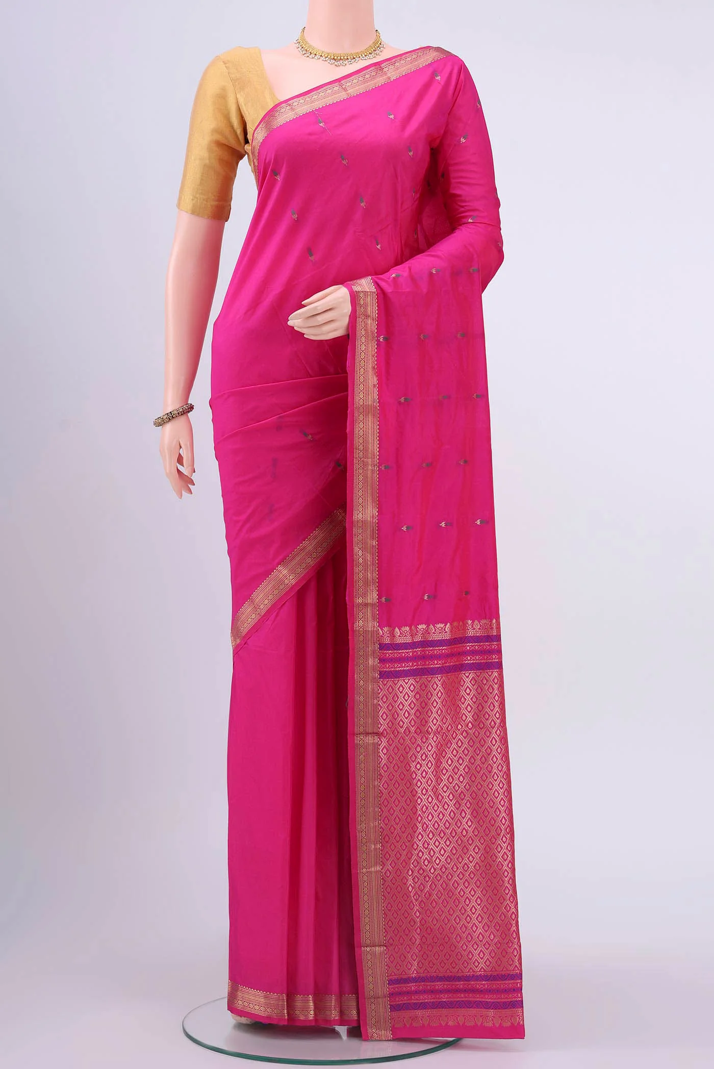 Rani Pink Blended Bangalore Silk Saree