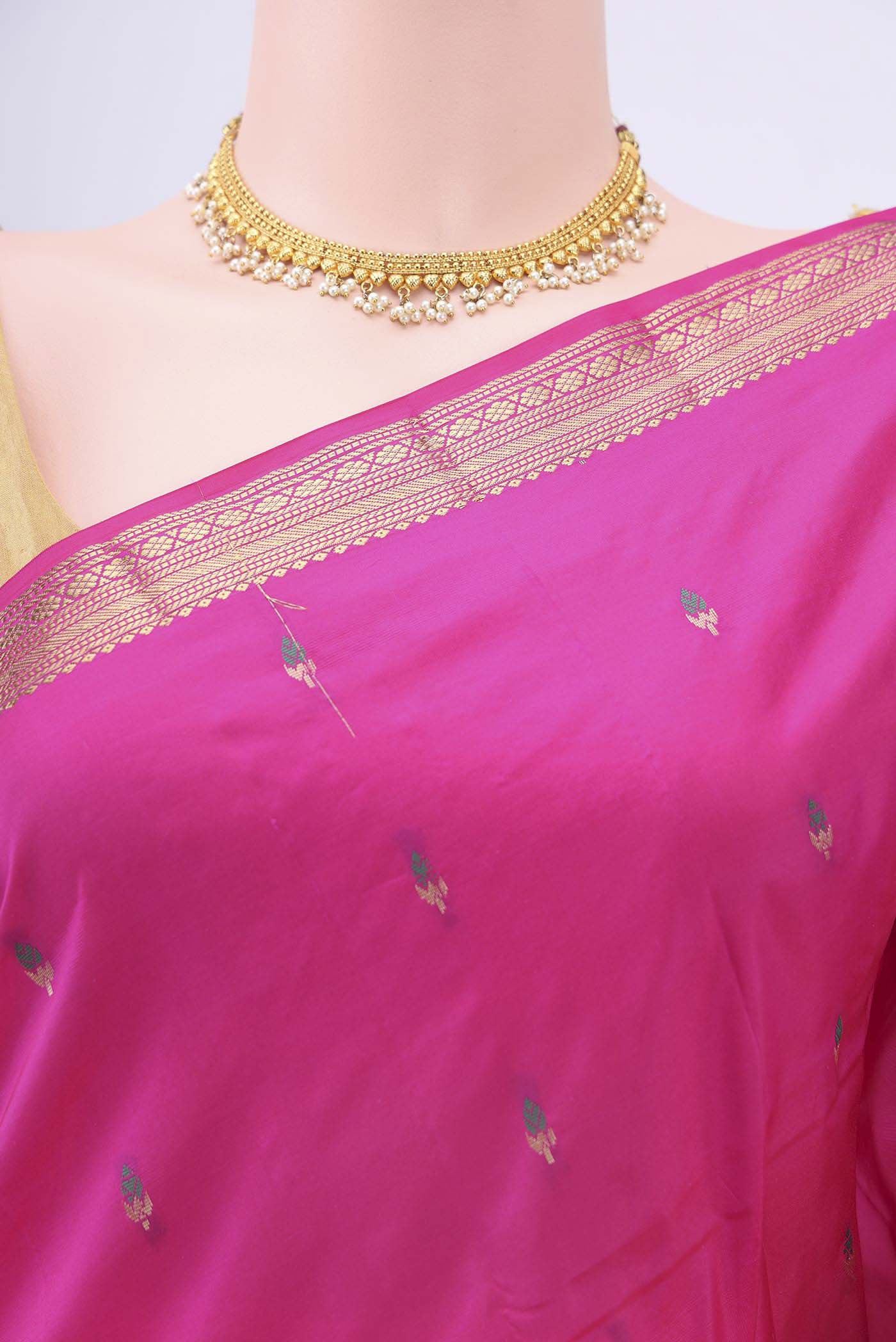 Rani Pink Blended Bangalore Silk Saree - Image 2