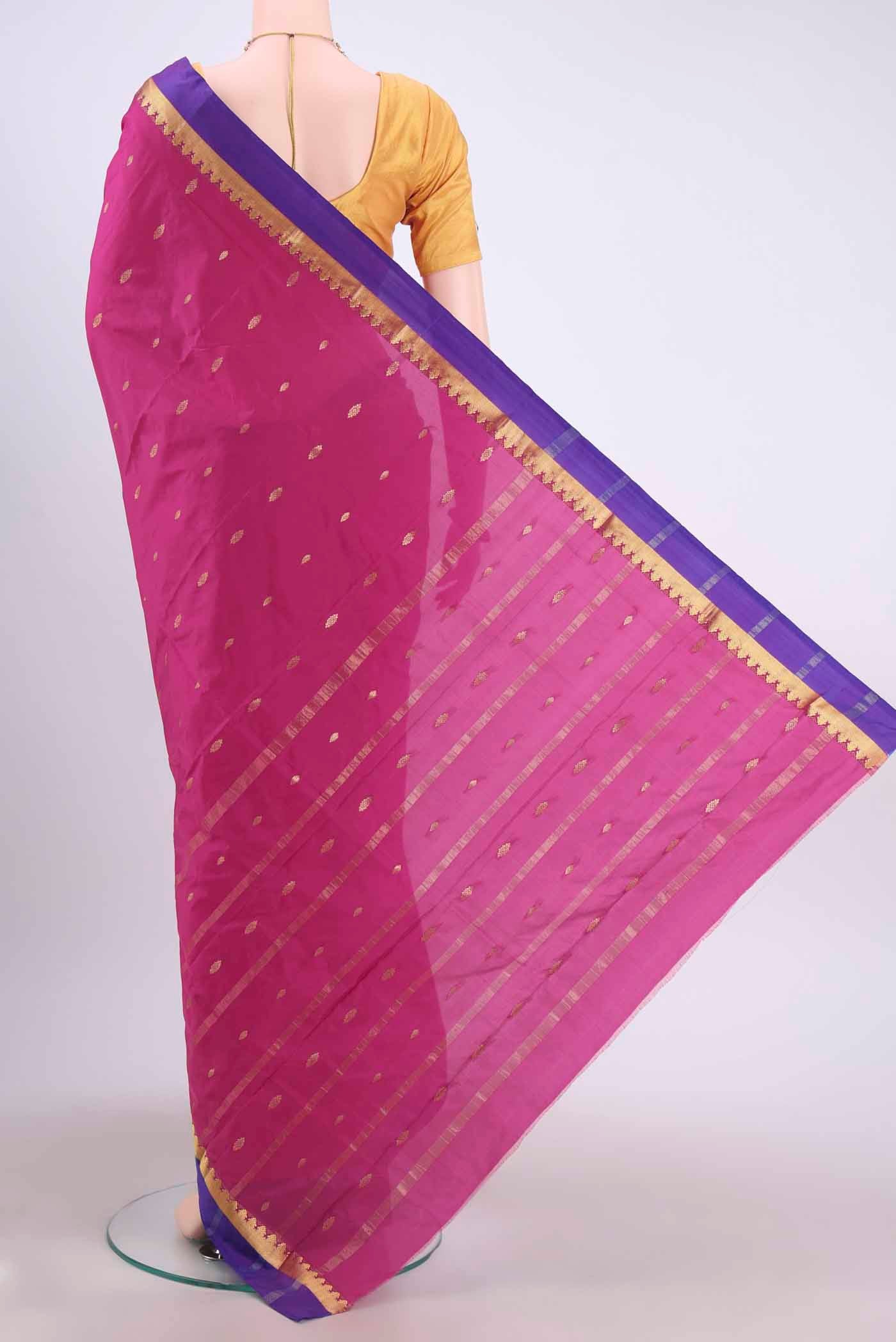 Rani Pink Blended Bangalore Silk Saree - Image 3
