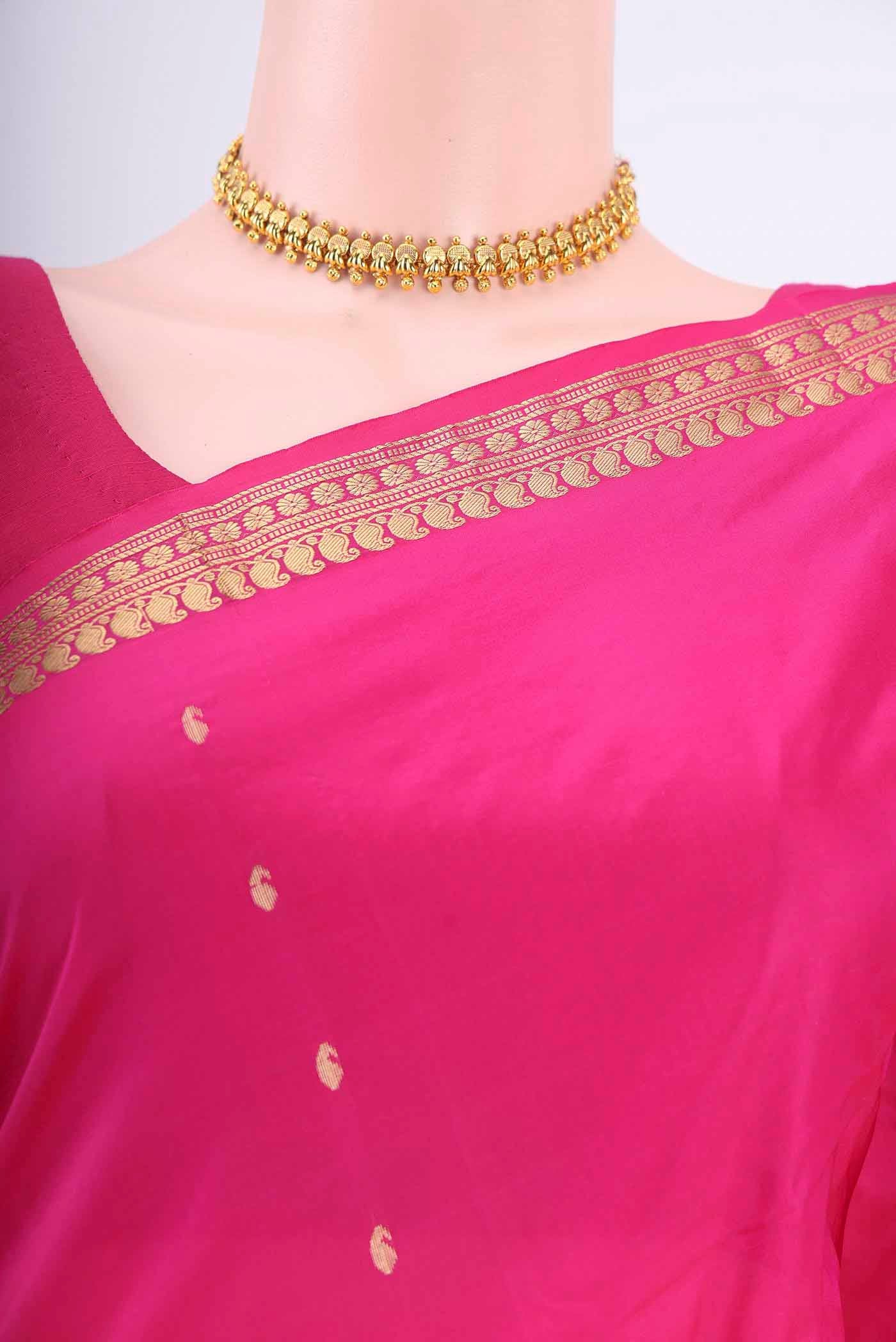 Rani Pink Blended Bangalore Silk Saree - Image 2