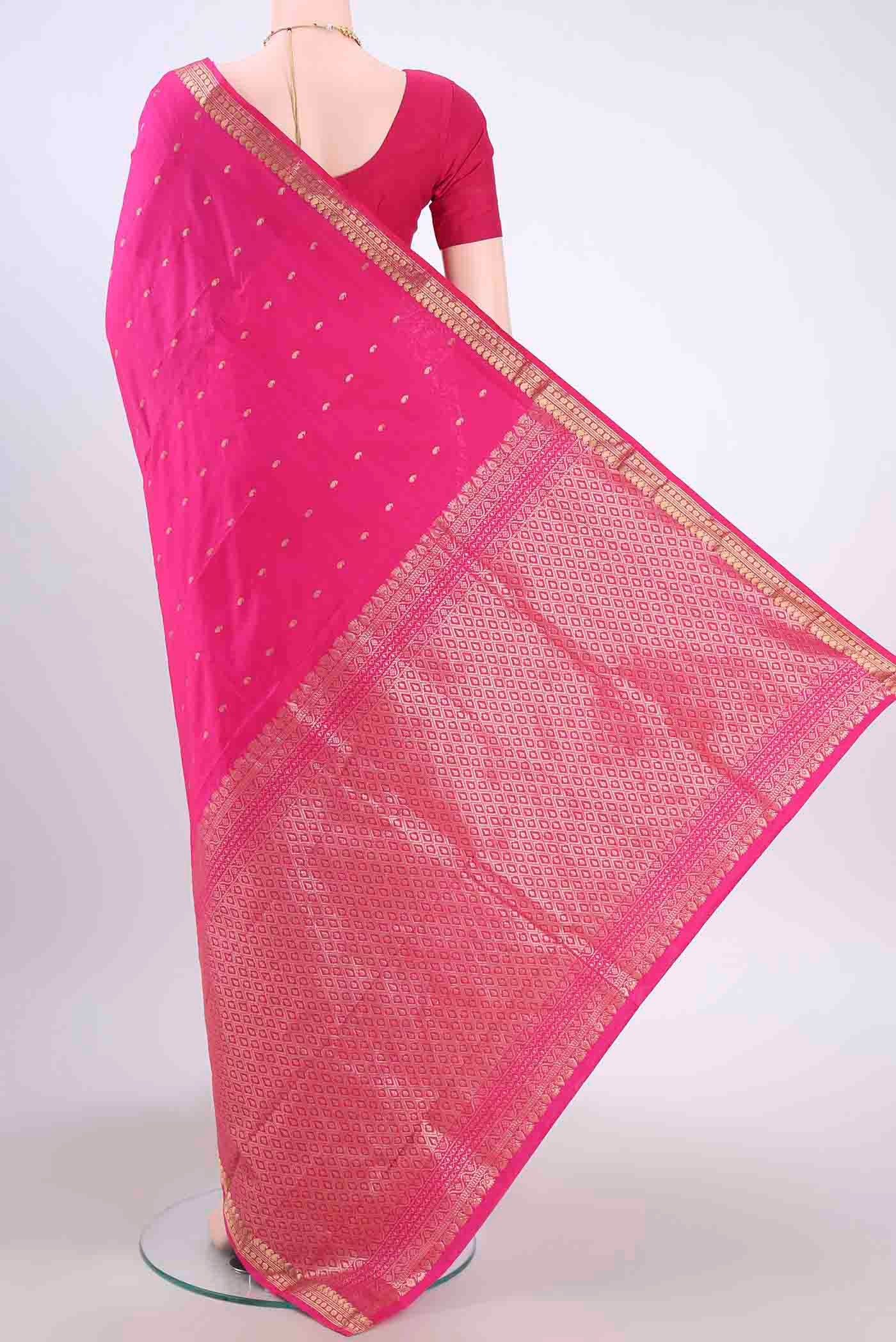 Rani Pink Blended Bangalore Silk Saree - Image 3