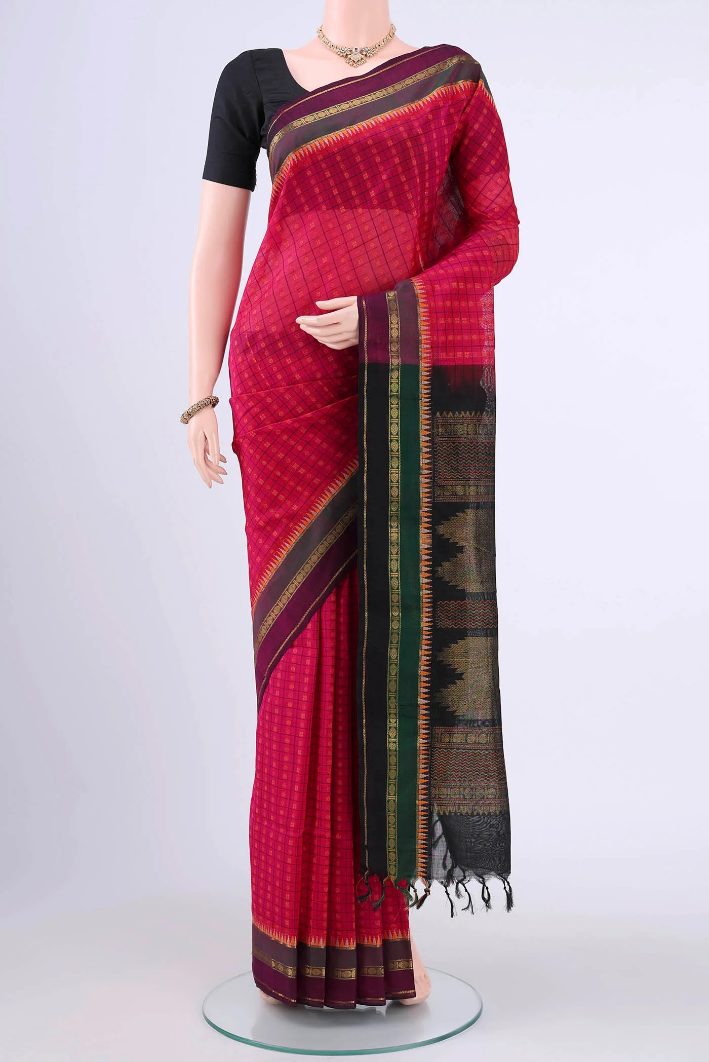 Pink Coimbatore Silk Cotton Saree