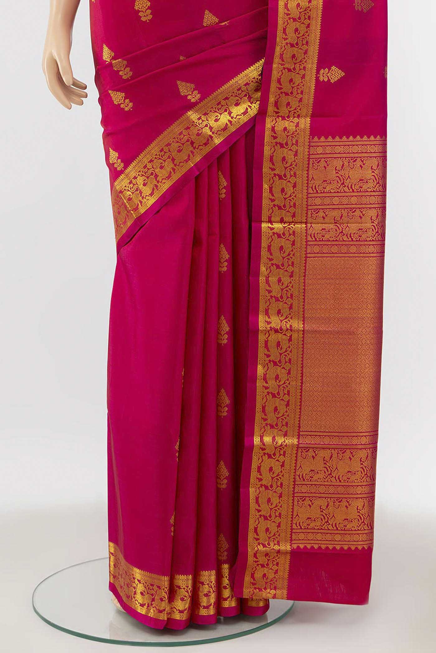 Rani Pink Blended Kanjivaram Silk Saree - Image 3