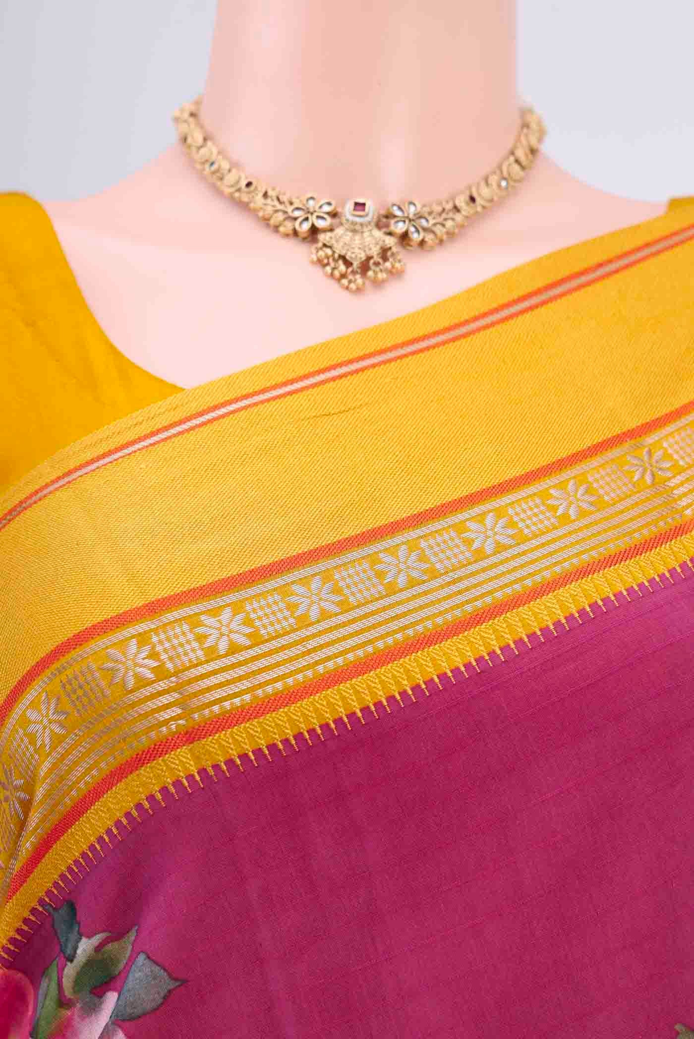 Rani Pink Chanderi Silk Cotton Saree - Image 2