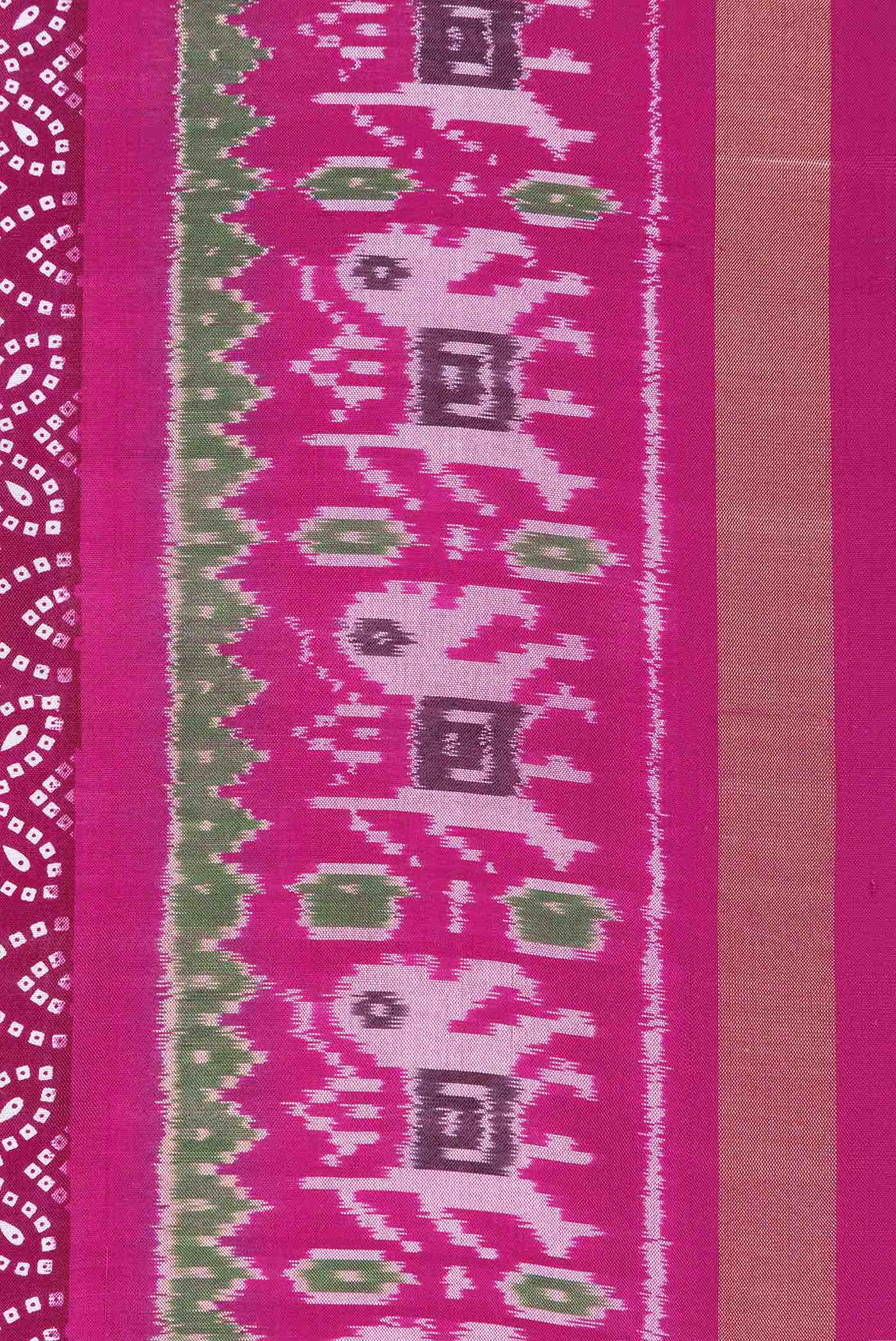 Rani Pink Double Ikat Saree - Image 6