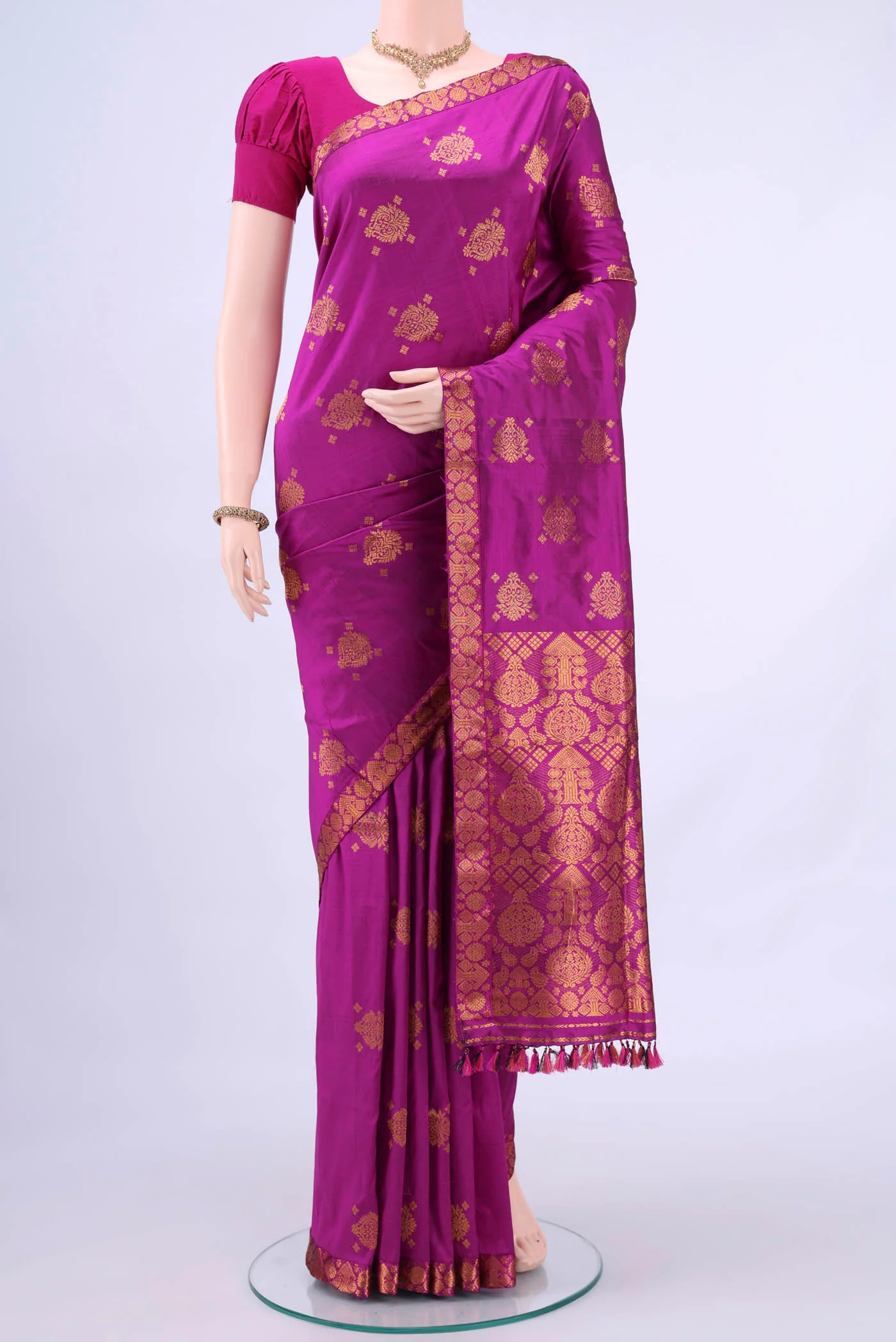 Rani Pink Dual Tone Assam Silk Saree