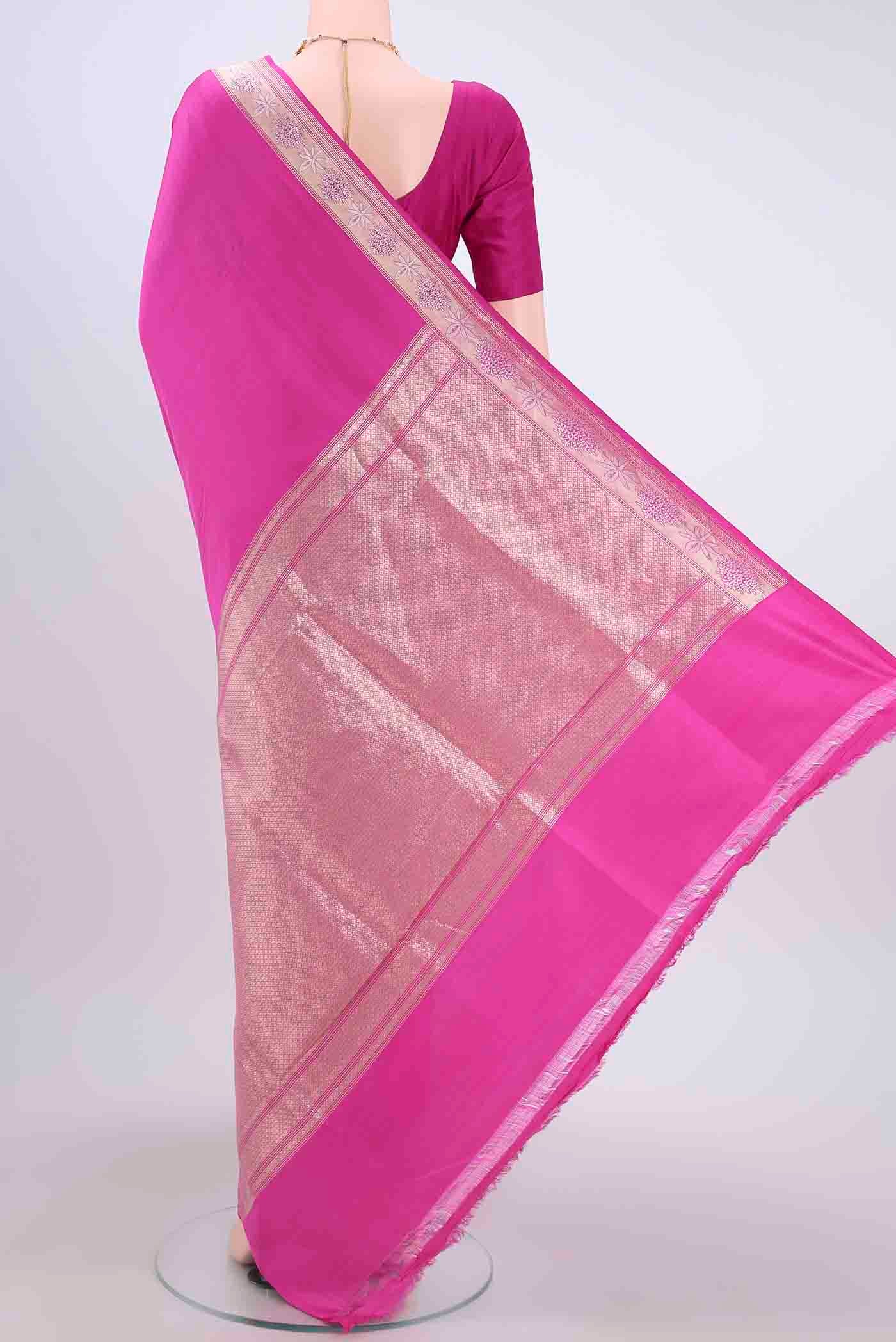 Rani Pink Dual Tone Banarasi Silk Saree - Image 3