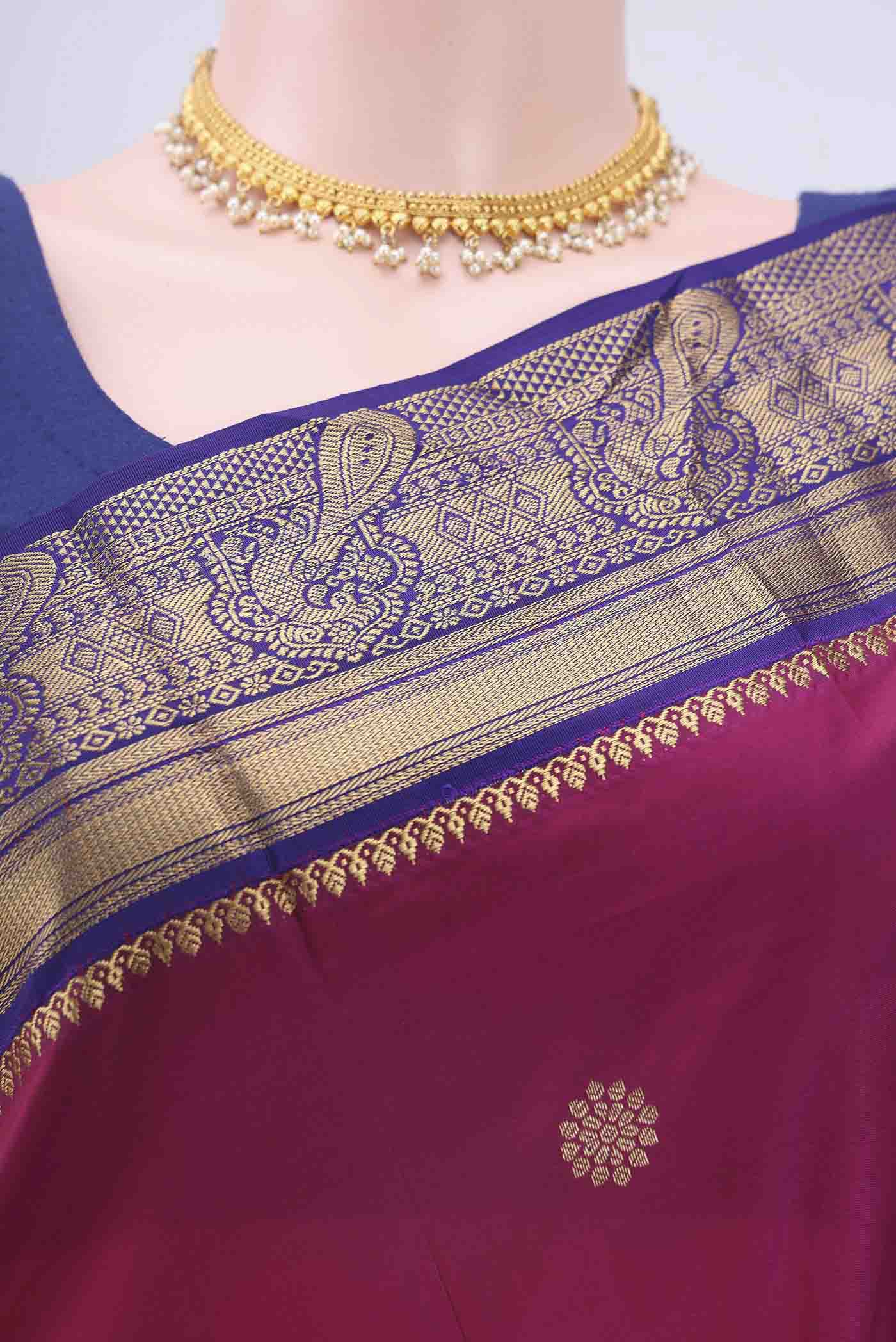 Rani Pink Dual Tone Blended Bangalore Silk Saree - Image 2