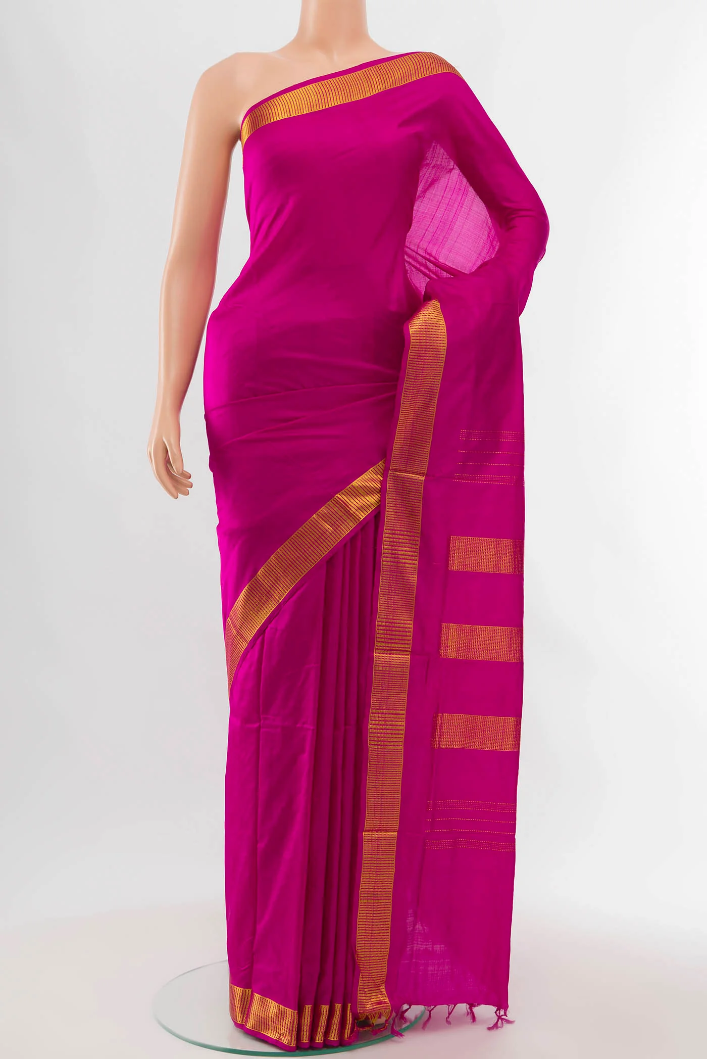 Rani Pink Kanchipuram Silk Nine Yards Saree