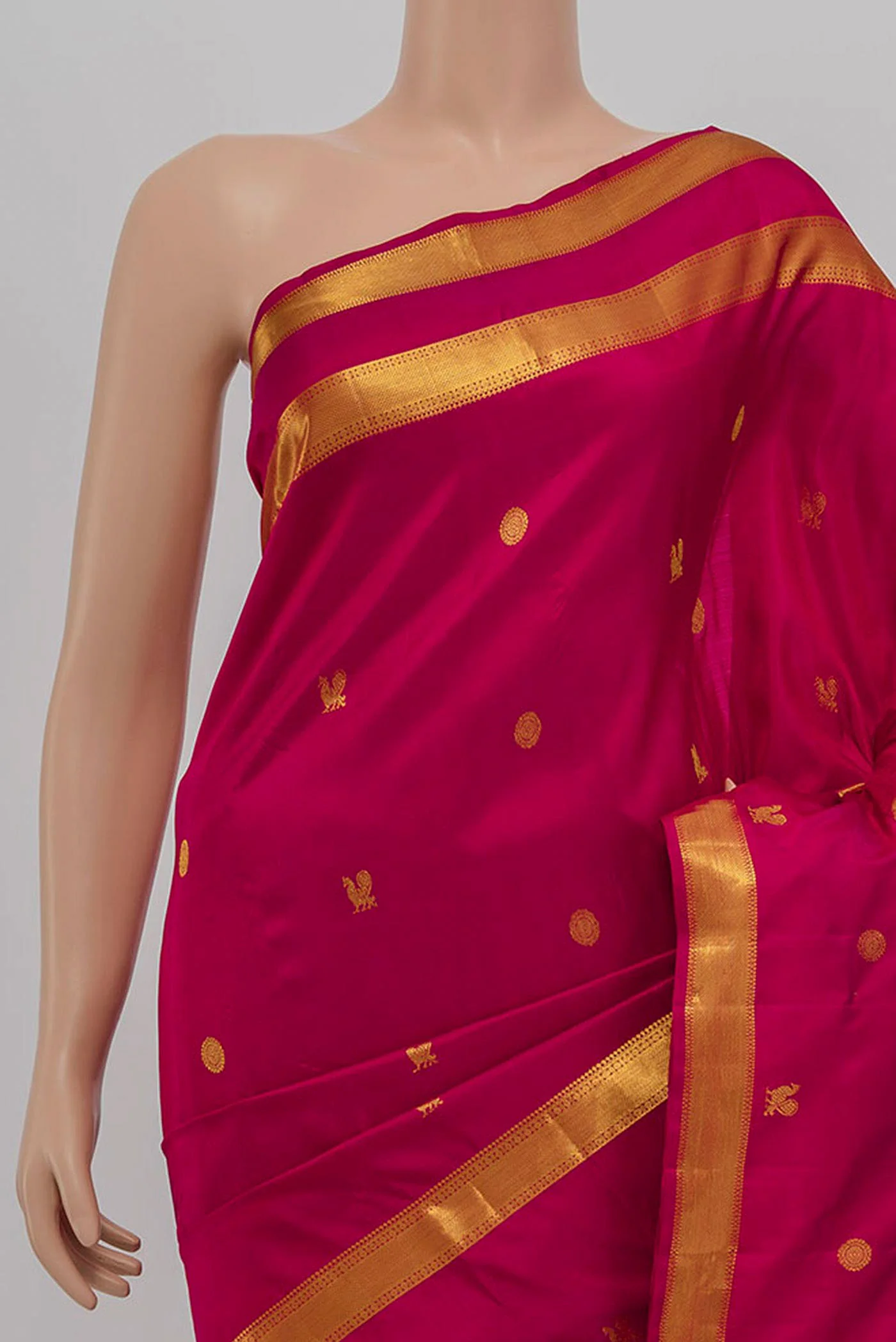 Rani Pink Kanjivaram Silk Saree - Image 2