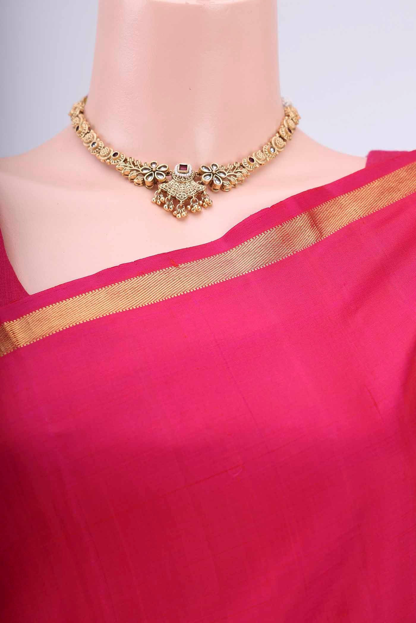 Rani Pink Kanjivaram Saree - Image 2
