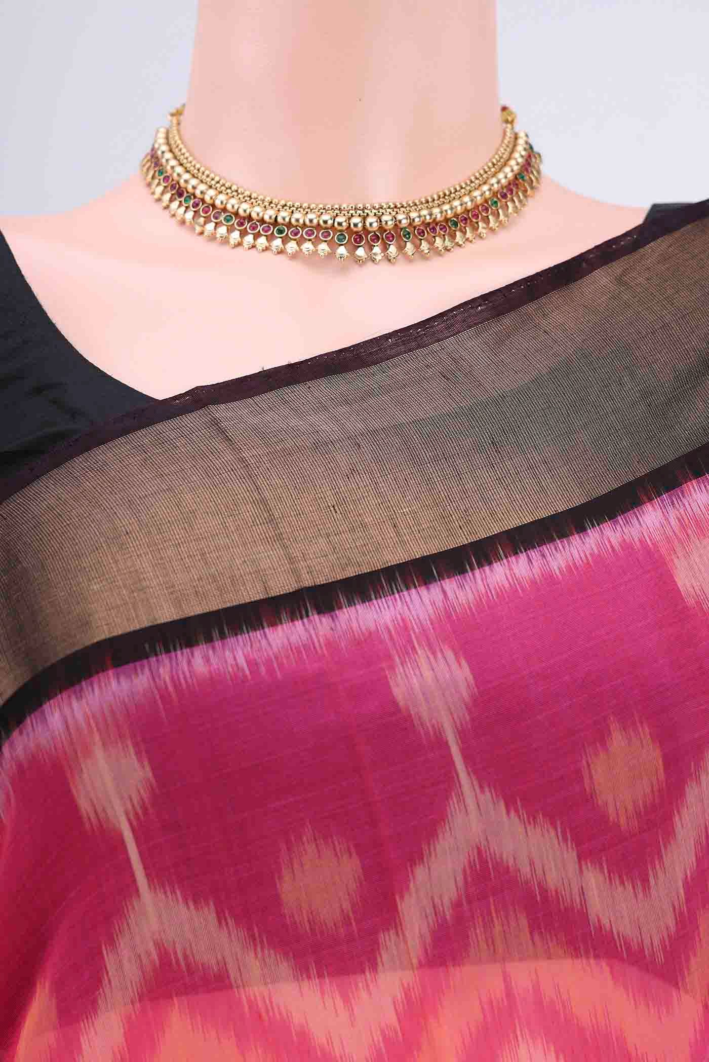 Rani Pink Kora Cotton Saree - Image 2