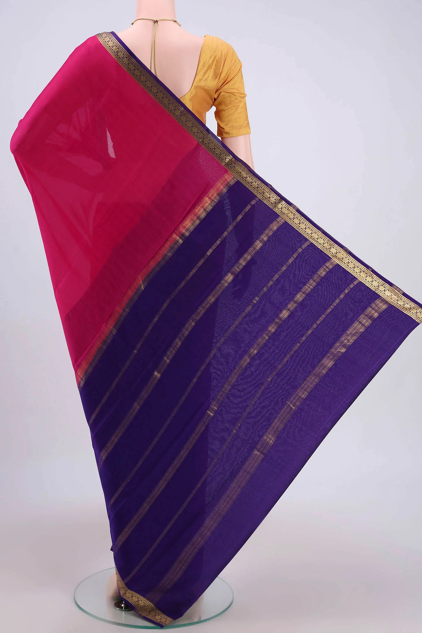 Pink Mysore Crepe Saree - Image 3