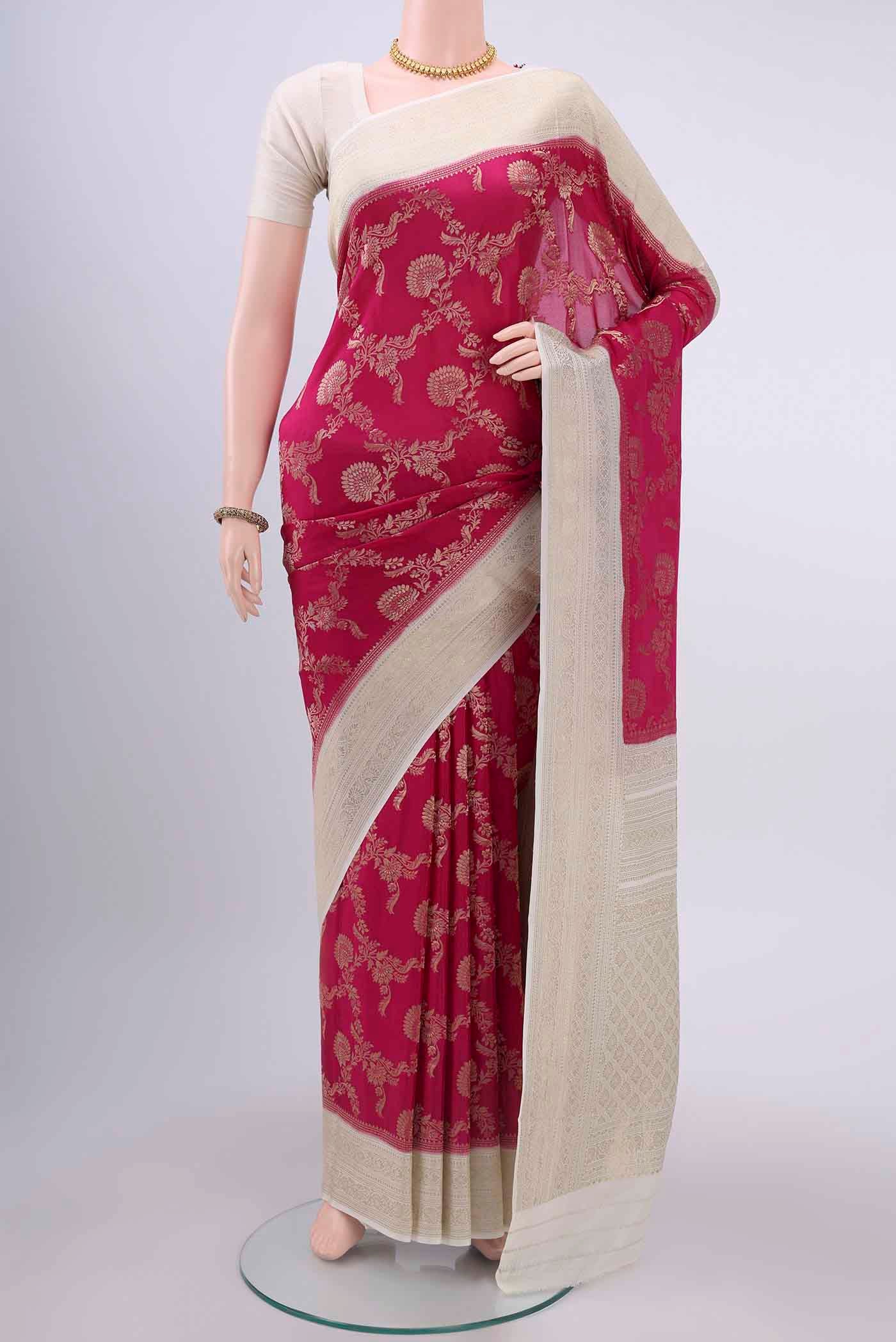 Rani Pink Mysore Crepe Saree